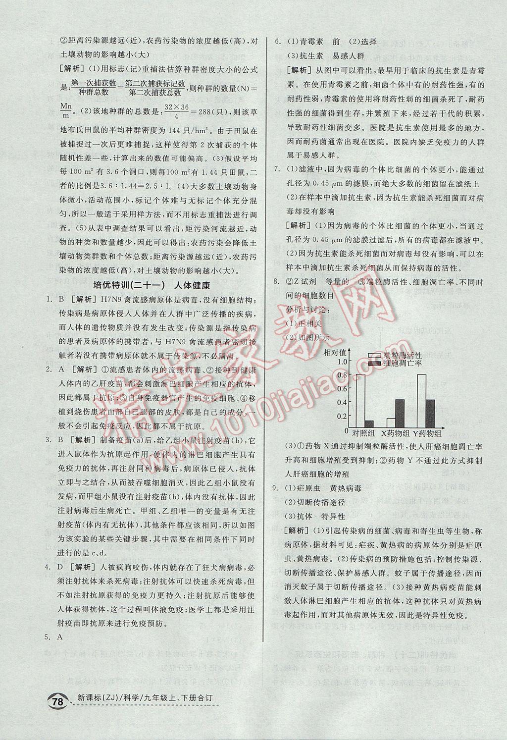 2017年全品优等生九年级科学上下册合订本浙教版 培优特训答案第48页