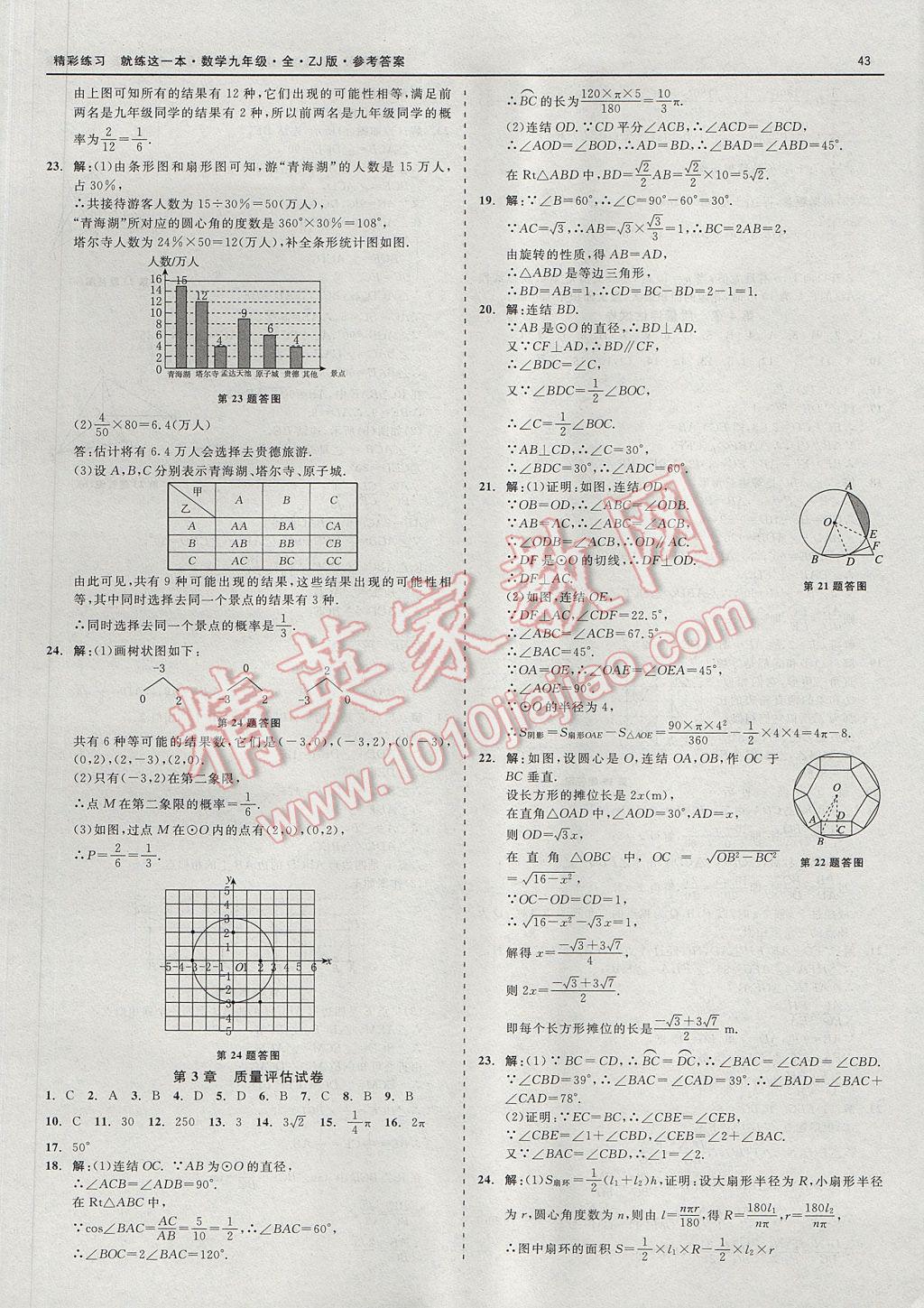 2017年精彩練習(xí)就練這一本九年級(jí)數(shù)學(xué)全一冊(cè)浙教版 參考答案第43頁(yè)