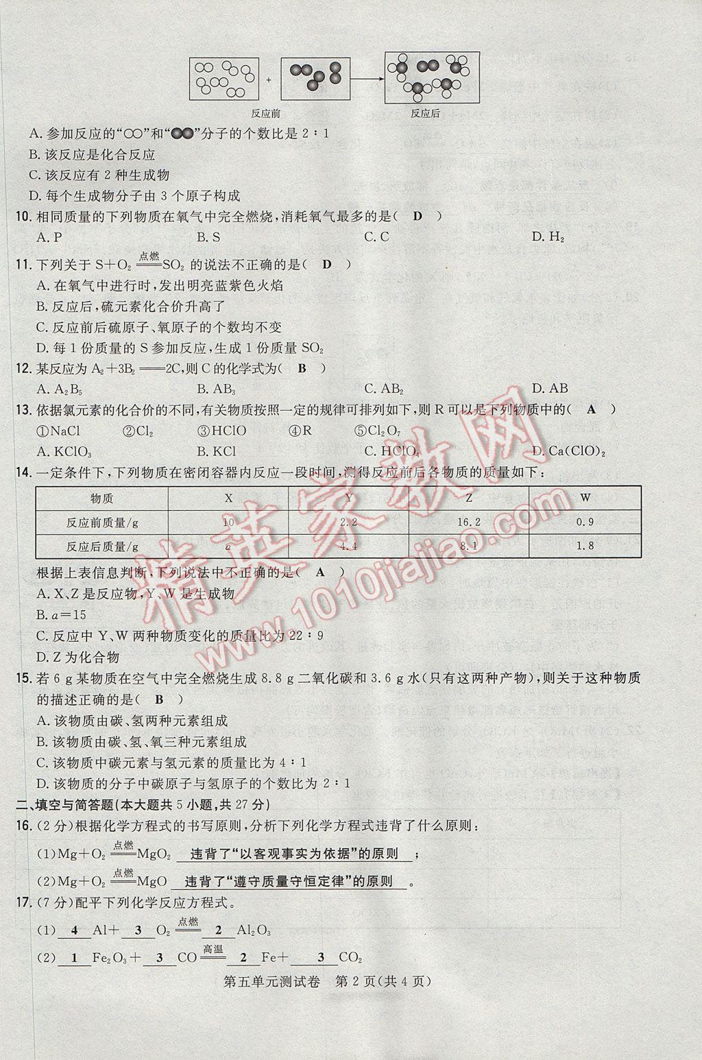 2017年贵阳初中同步导与练九年级化学全一册 单元测试卷第18页