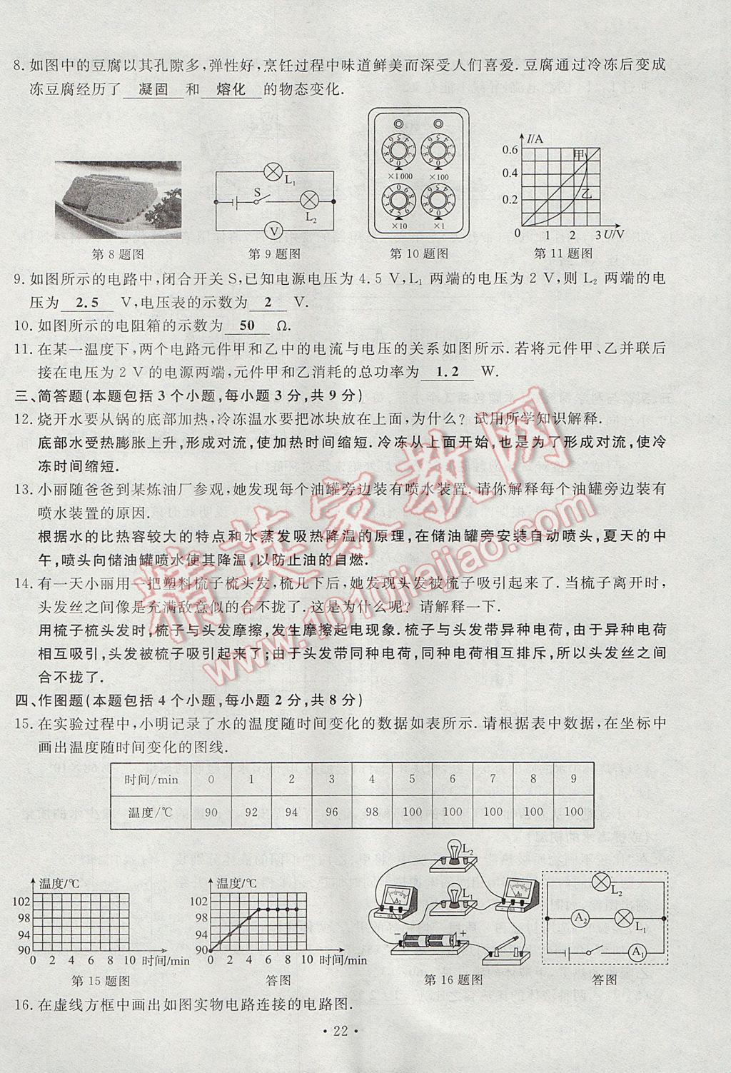 2017年導(dǎo)學(xué)與演練九年級物理全一冊滬科版貴陽專版 試卷第122頁