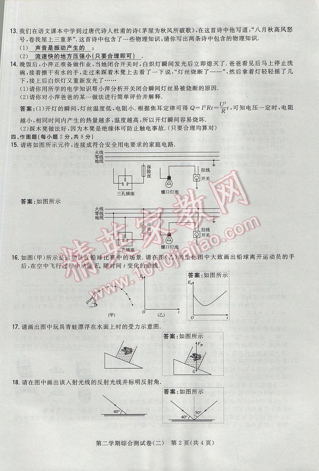 2017年貴陽初中同步導(dǎo)與練九年級(jí)物理全一冊(cè)滬科版 測(cè)試卷第54頁