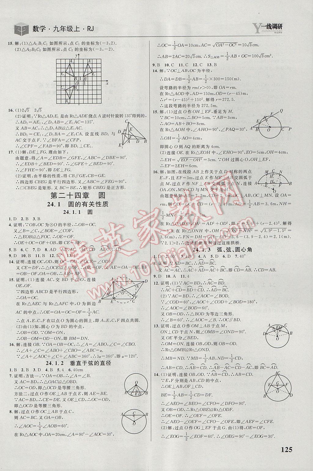 2017年一線調(diào)研學(xué)業(yè)測評九年級數(shù)學(xué)上冊人教版 參考答案第11頁