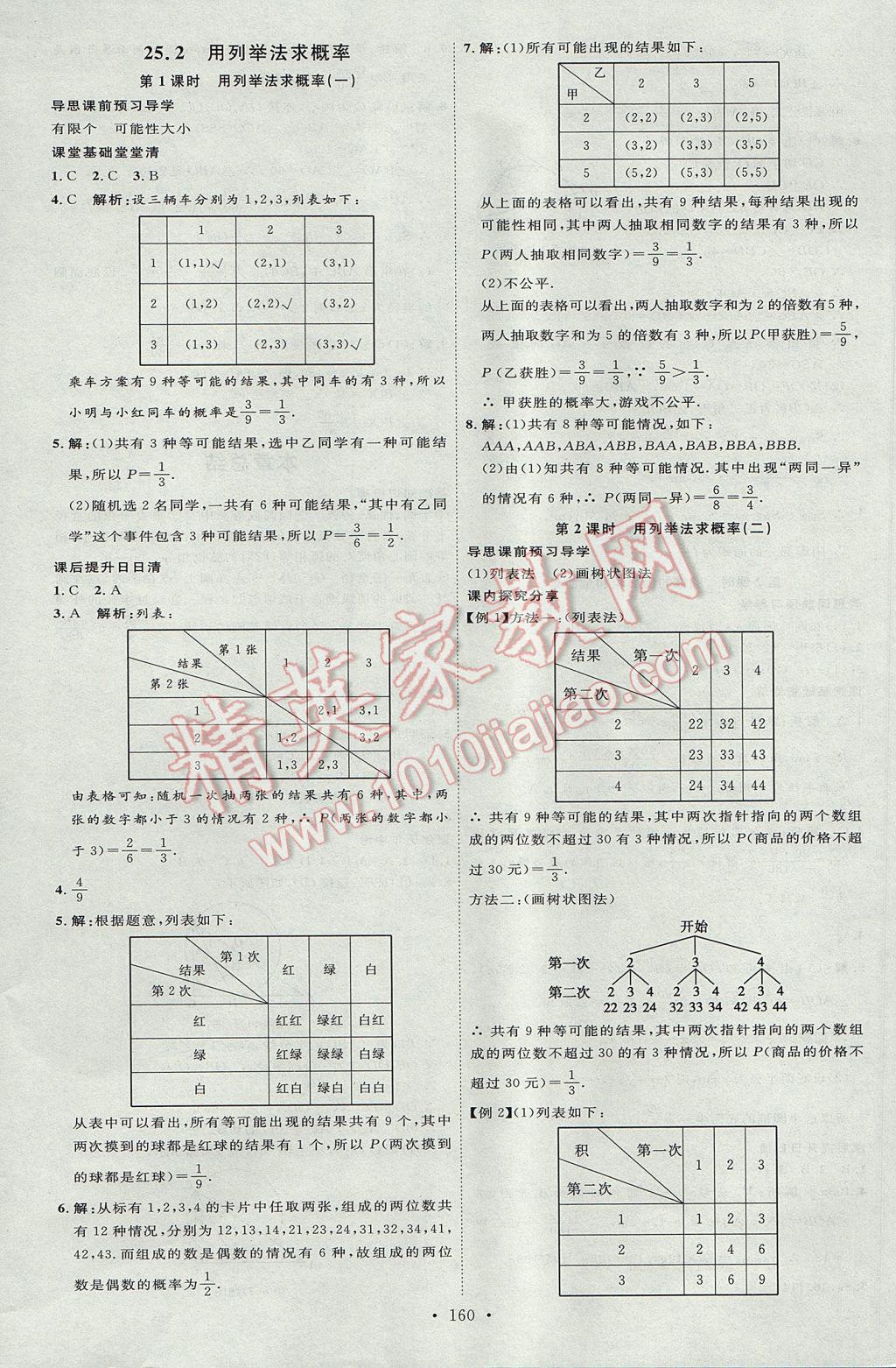 2017年優(yōu)加學(xué)案課時(shí)通九年級(jí)數(shù)學(xué)上冊(cè)P版 參考答案第28頁(yè)