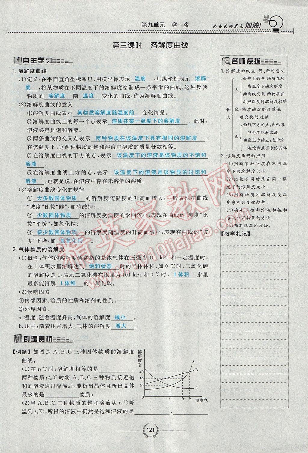 2017年贵阳初中同步导与练九年级化学全一册 第九单元 溶液第102页