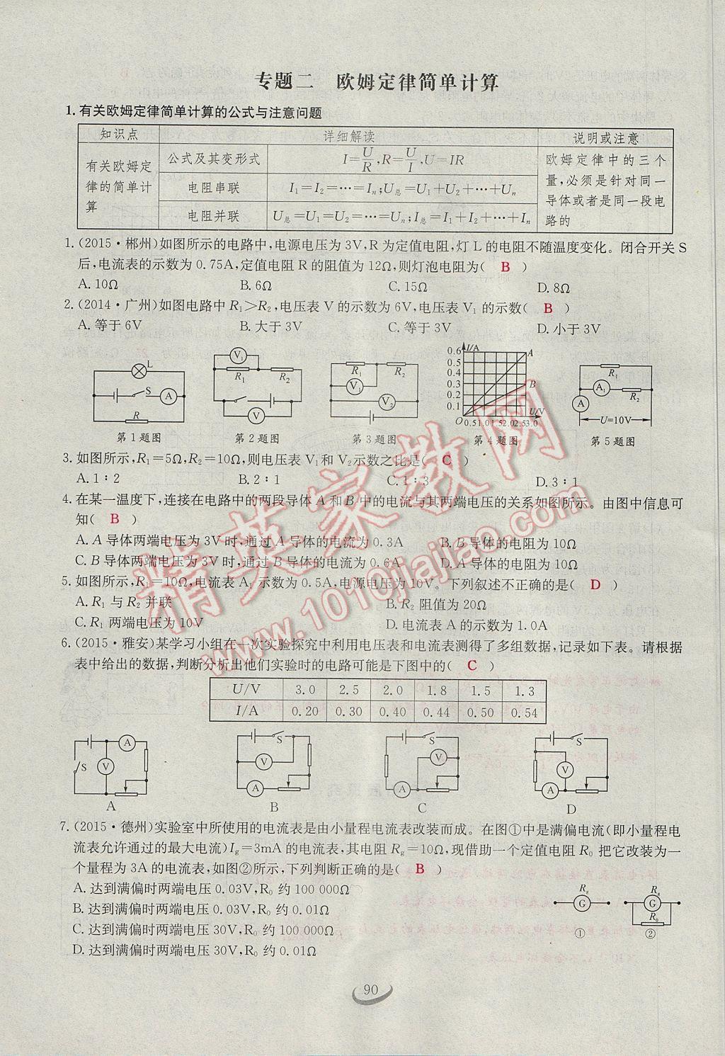 2017年思維新觀察九年級(jí)物理 第十七章 歐姆定律第7頁(yè)