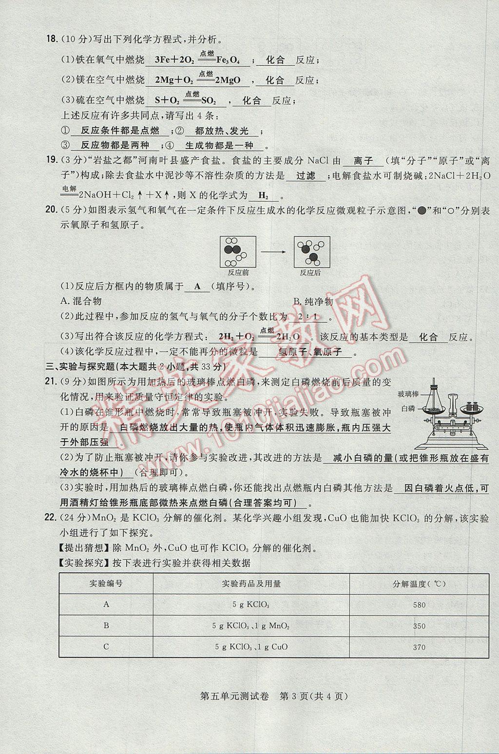 2017年贵阳初中同步导与练九年级化学全一册 单元测试卷第19页