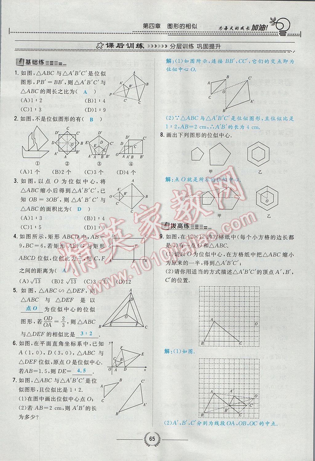 2017年貴陽初中同步導(dǎo)與練九年級數(shù)學(xué)全一冊北師大版 九上第四章 圖形的相似第84頁