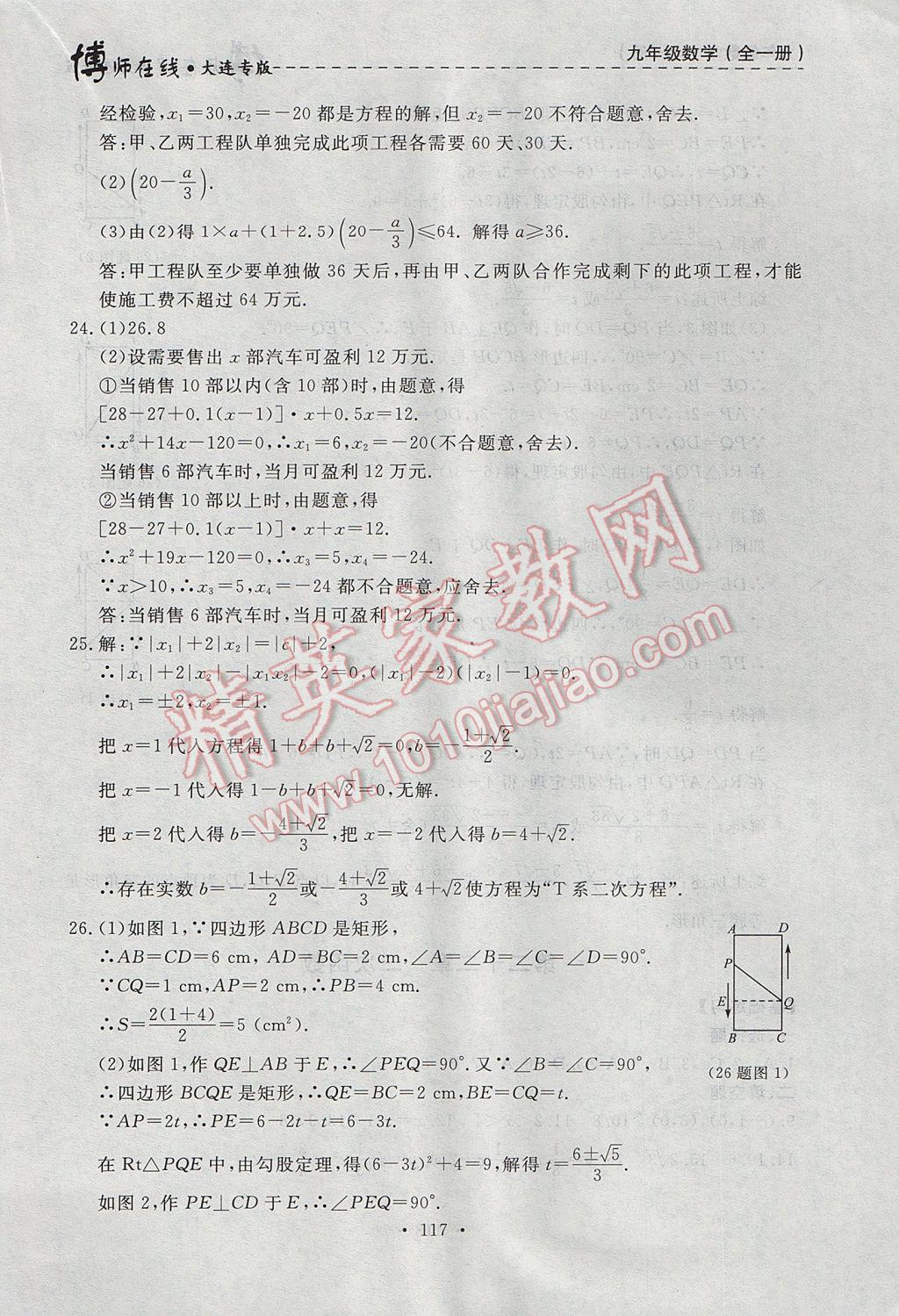 2017年博师在线九年级数学全一册大连专版 参考答案第29页