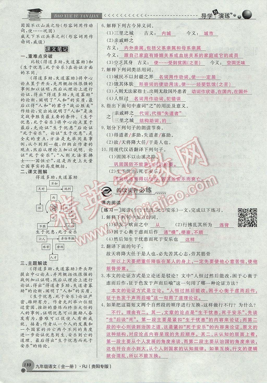 2017年導(dǎo)學(xué)與演練九年級(jí)語文全一冊人教版貴陽專版 下冊第五單元第100頁