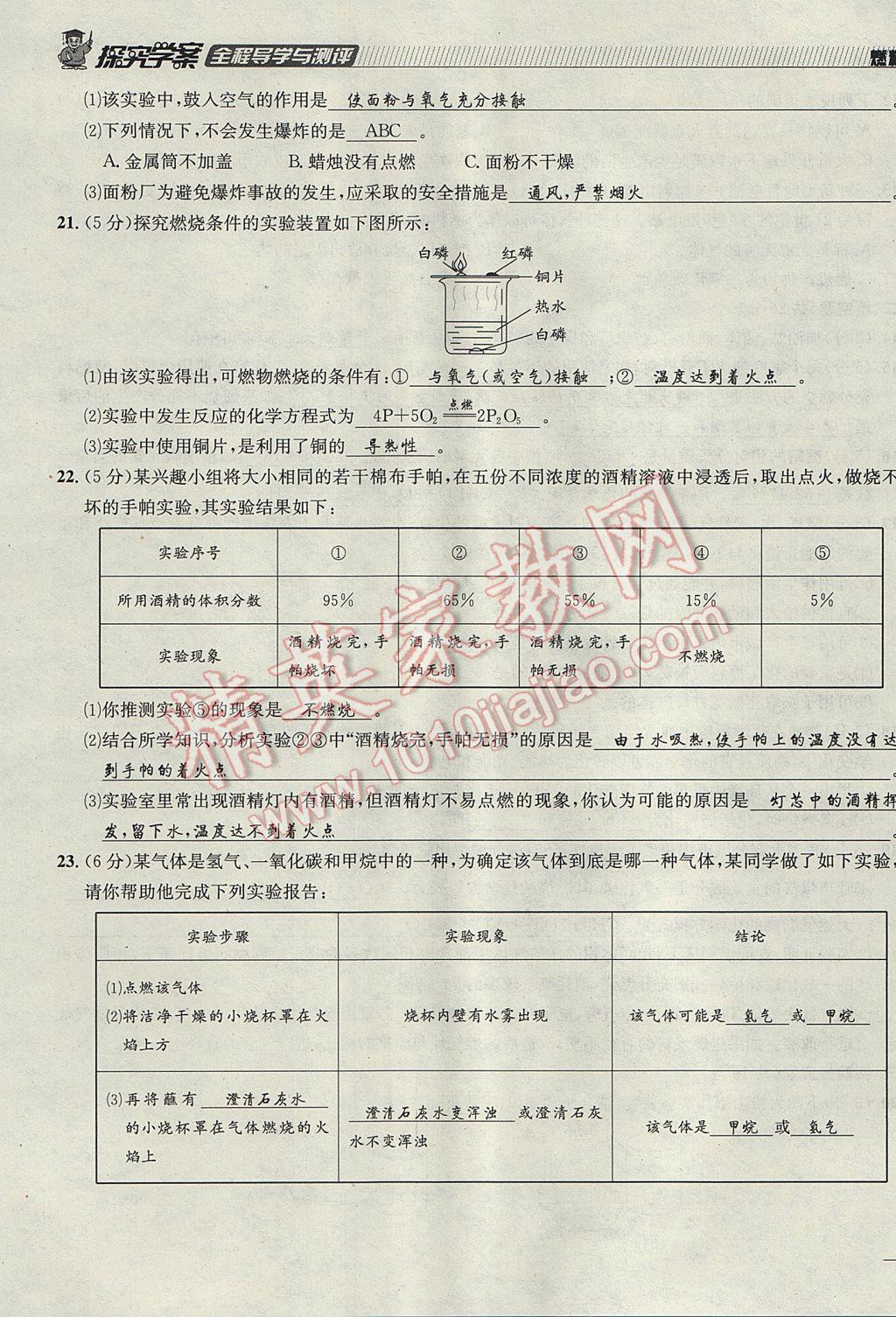 2017年探究學(xué)案全程導(dǎo)學(xué)與測評九年級化學(xué)上冊人教版 達(dá)標(biāo)檢測卷第207頁