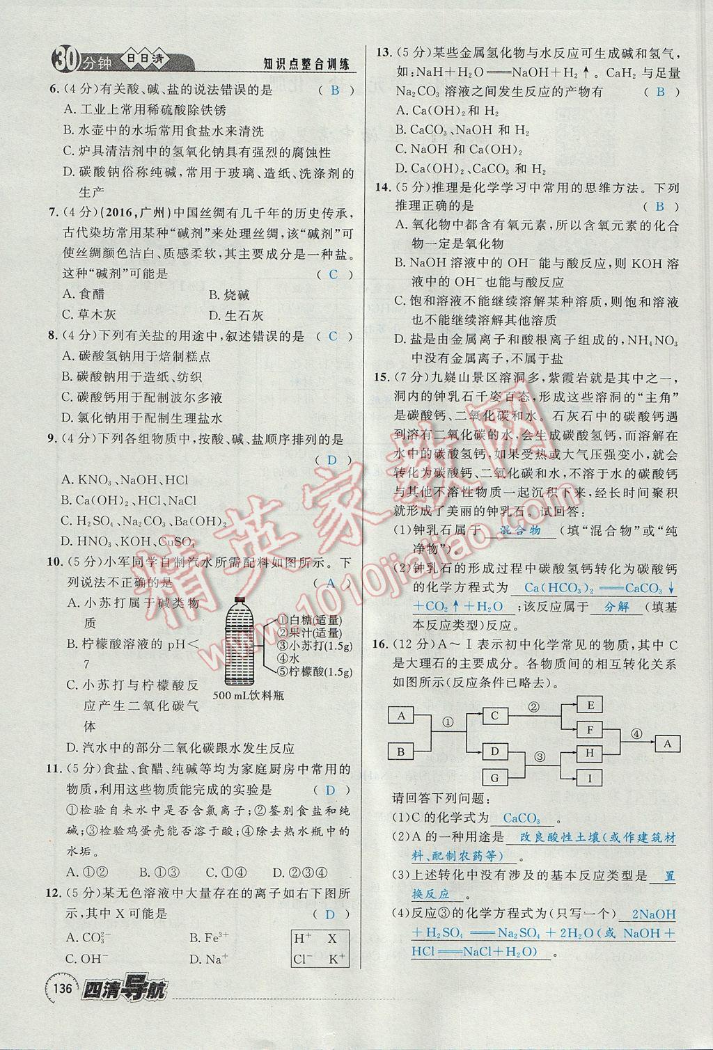 2017年四清導(dǎo)航九年級(jí)化學(xué)全一冊(cè) 第十一單元 鹽 化肥第141頁(yè)