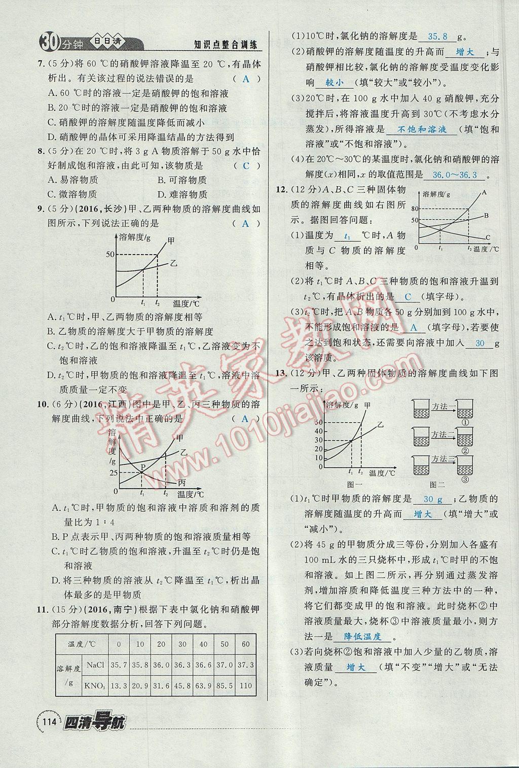 2017年四清導(dǎo)航九年級化學(xué)全一冊 第九單元 溶液第80頁