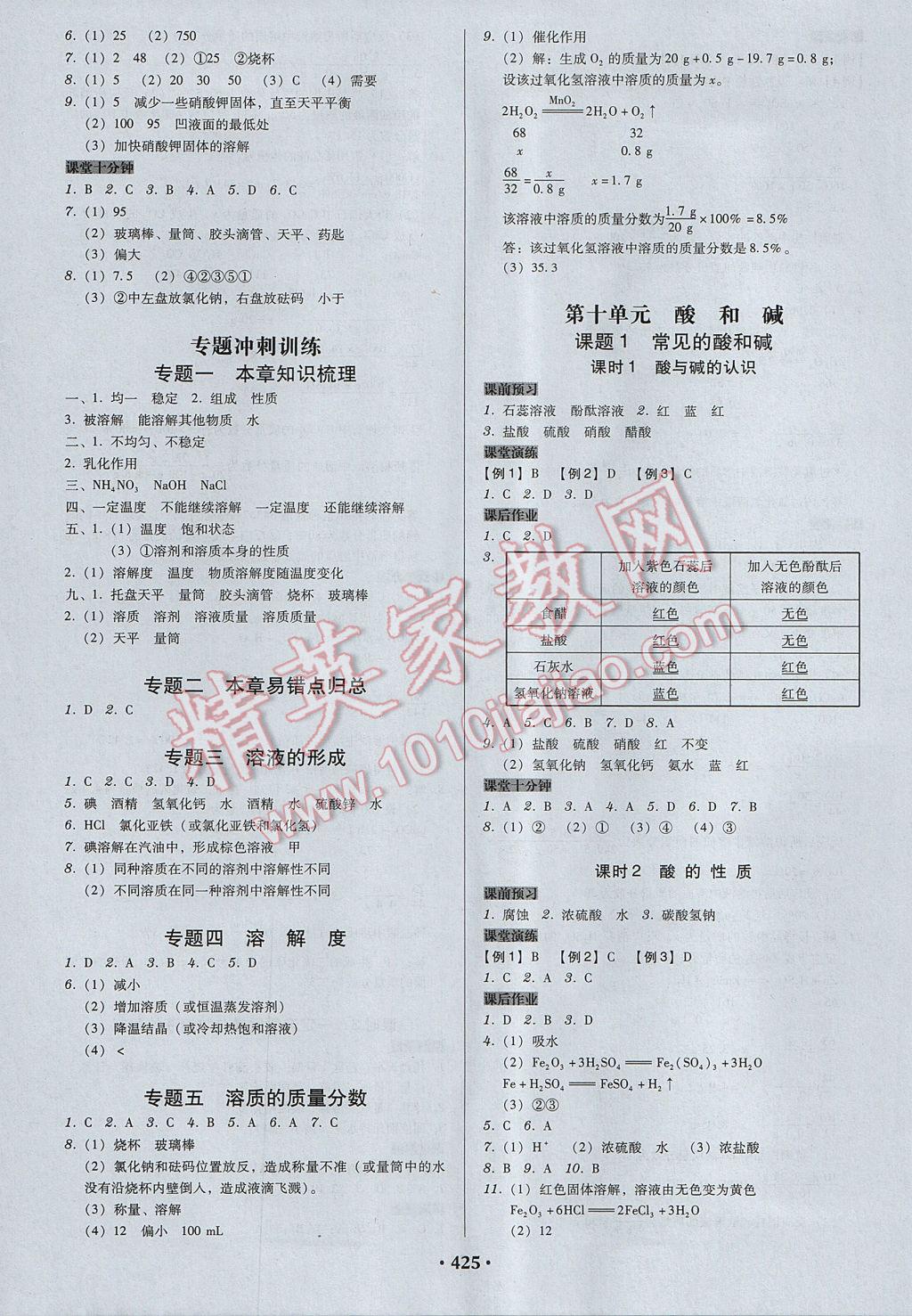 2017年百年学典广东学导练九年级化学全一册人教版 参考答案第15页