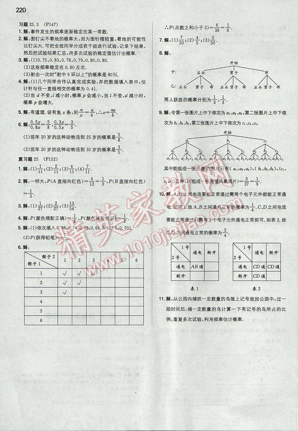 2017年一本初中數(shù)學(xué)九年級(jí)上冊(cè)人教版 參考答案第71頁(yè)