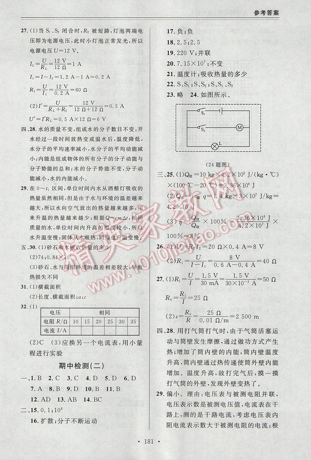 2017年中考快遞課課幫九年級物理全一冊大連專用 參考答案第13頁