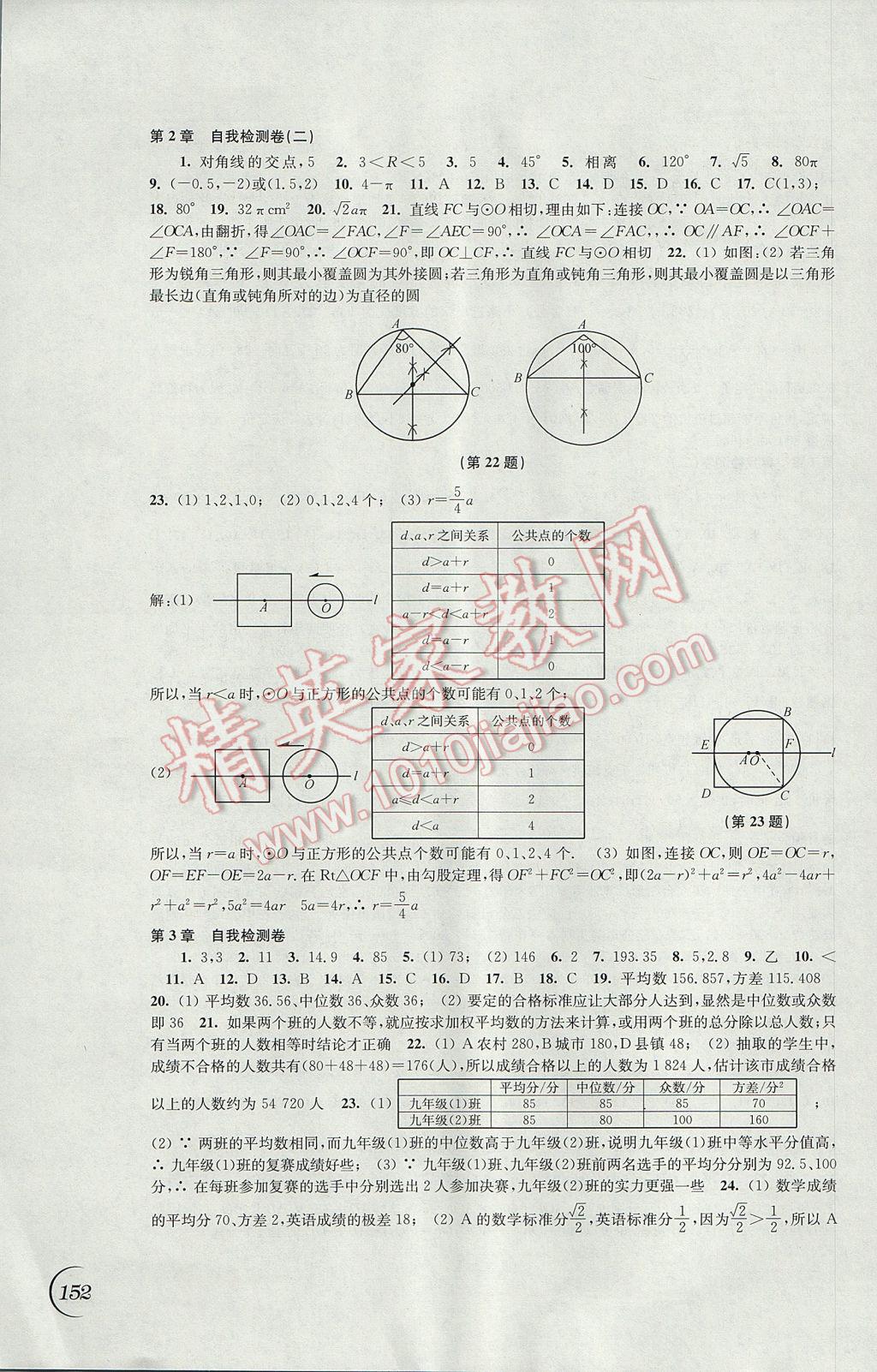 2017年同步练习九年级数学上册苏科版江苏凤凰科学技术出版社 参考答案第12页