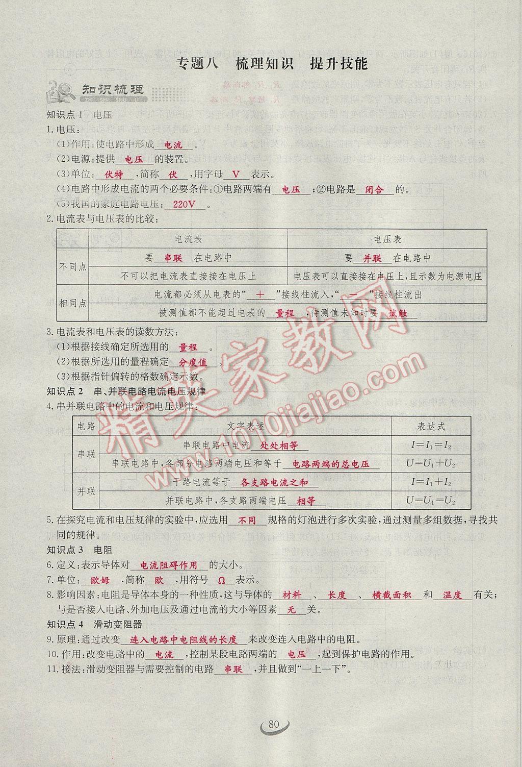 2017年思維新觀察九年級物理 第十六章 電壓 電阻第98頁