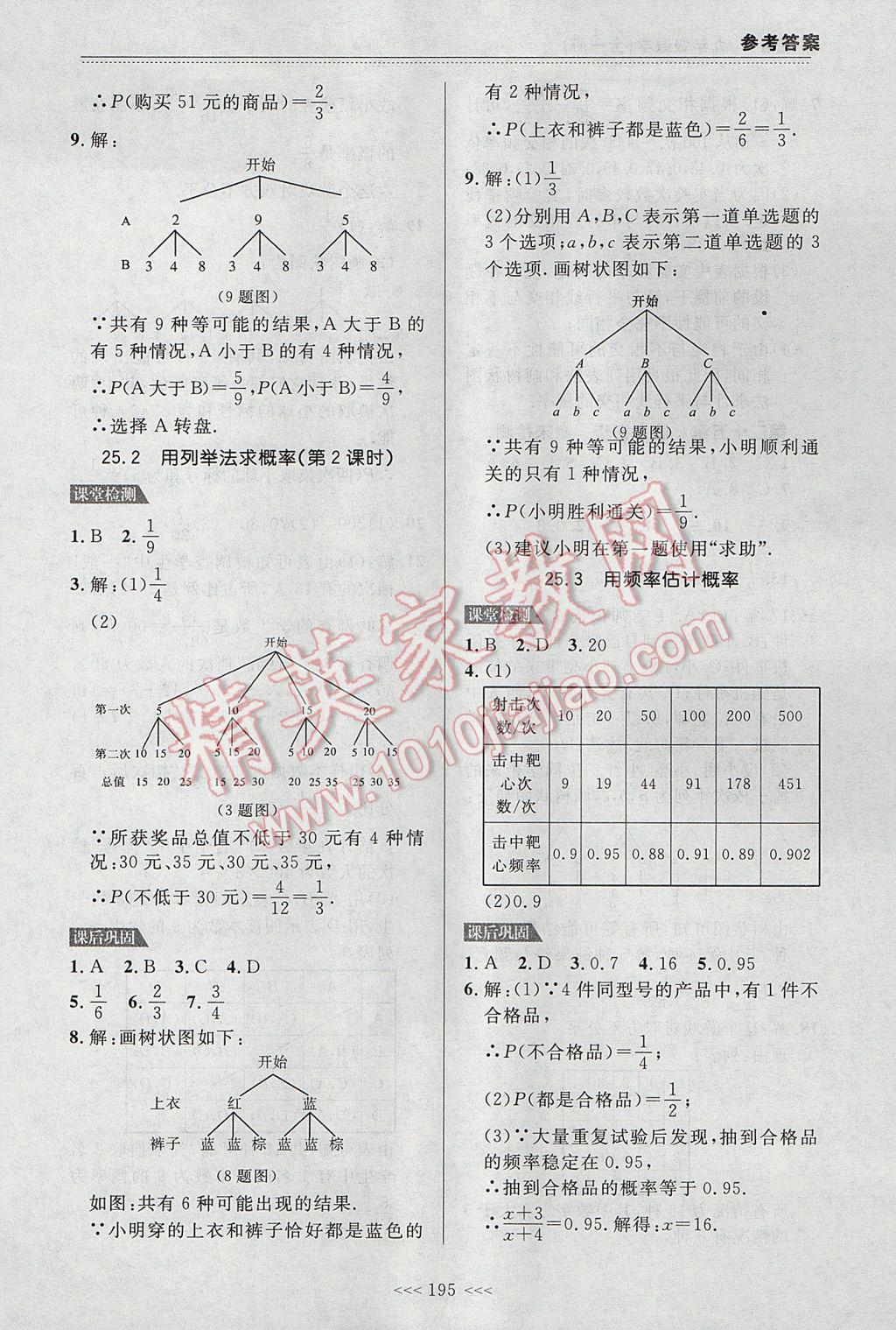 2017年中考快遞課課幫九年級(jí)數(shù)學(xué)全一冊大連專用 參考答案第25頁