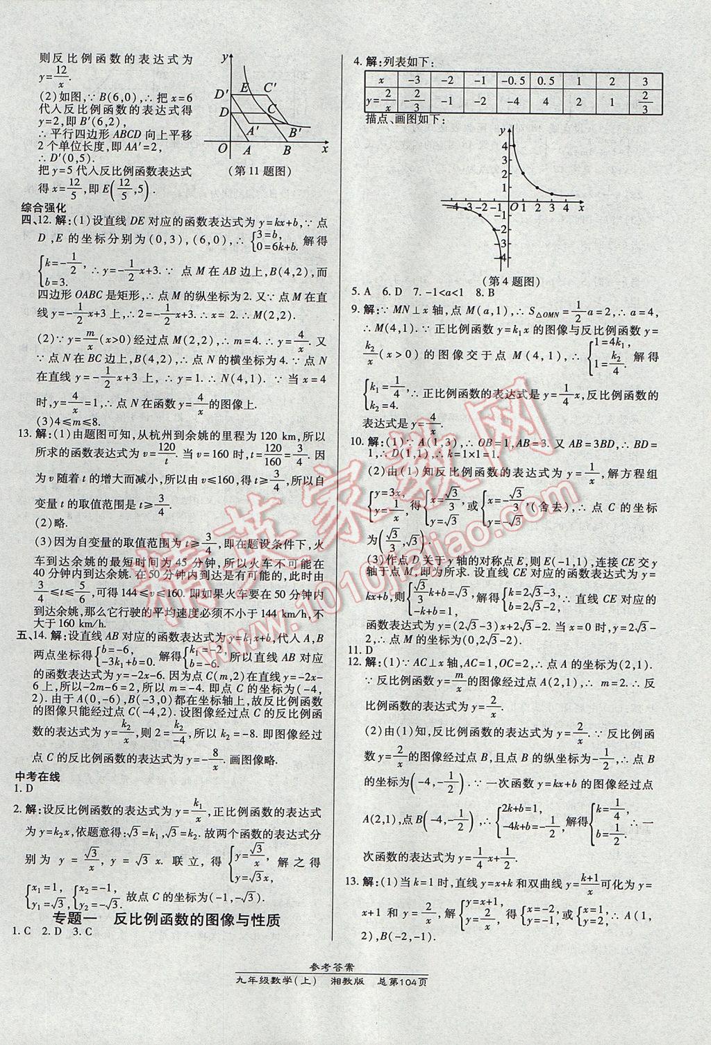 2017年高效課時(shí)通10分鐘掌控課堂九年級(jí)數(shù)學(xué)上冊(cè)湘教版 參考答案第2頁(yè)