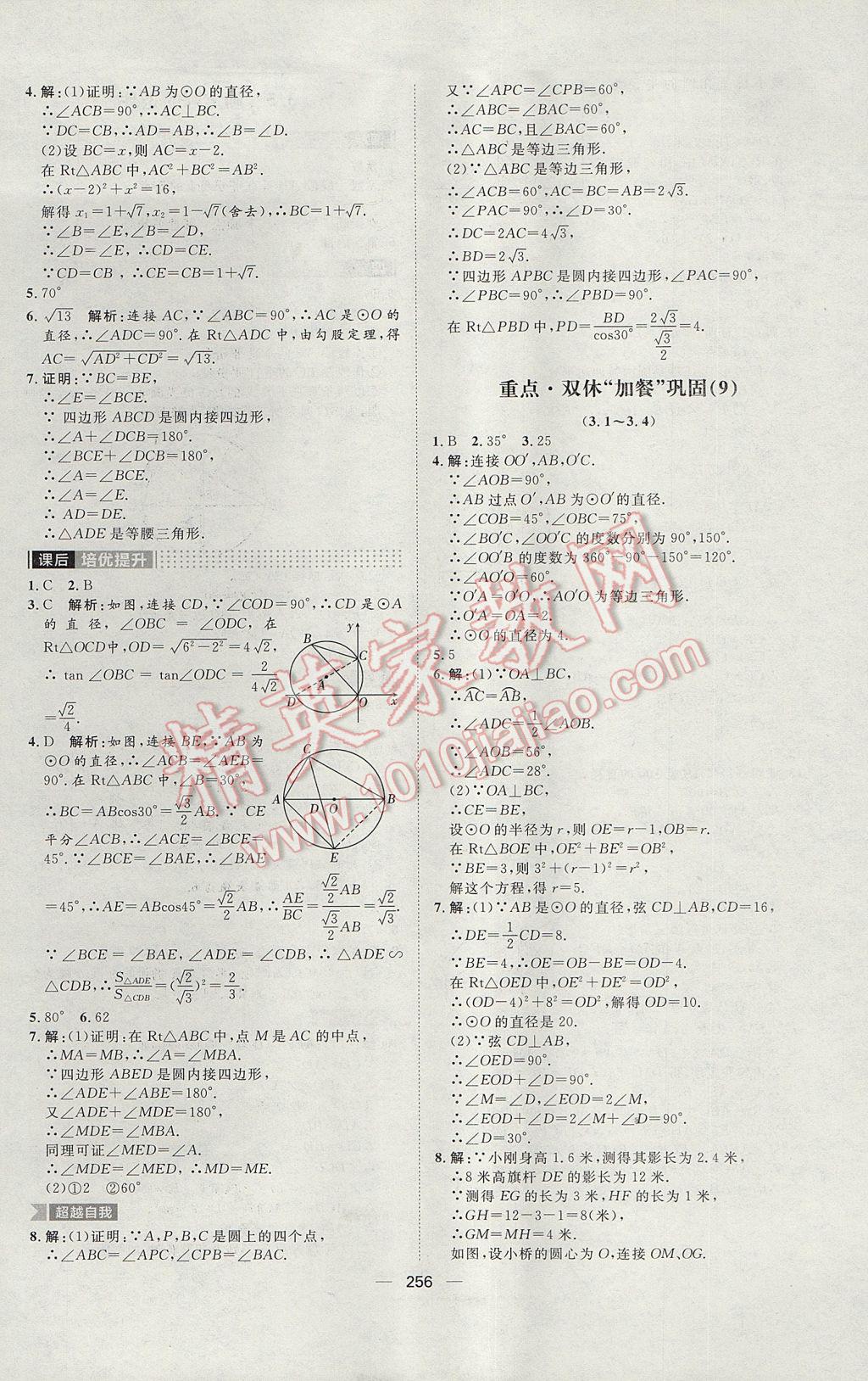 2017年陽光計劃九年級數(shù)學(xué)北師大版 參考答案第54頁