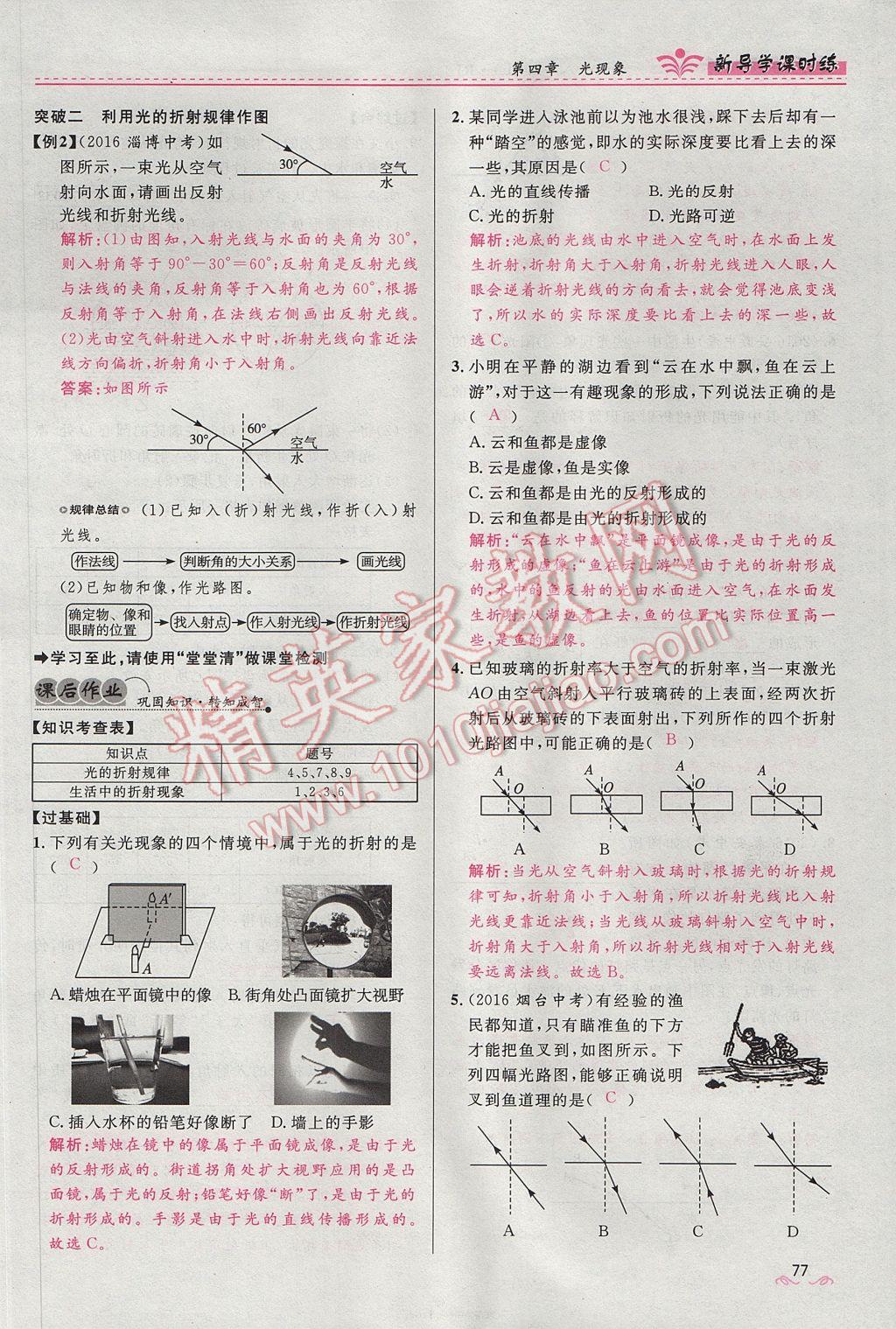 2017年夺冠百分百新导学课时练八年级物理上册人教版 第四章 光现象第159页