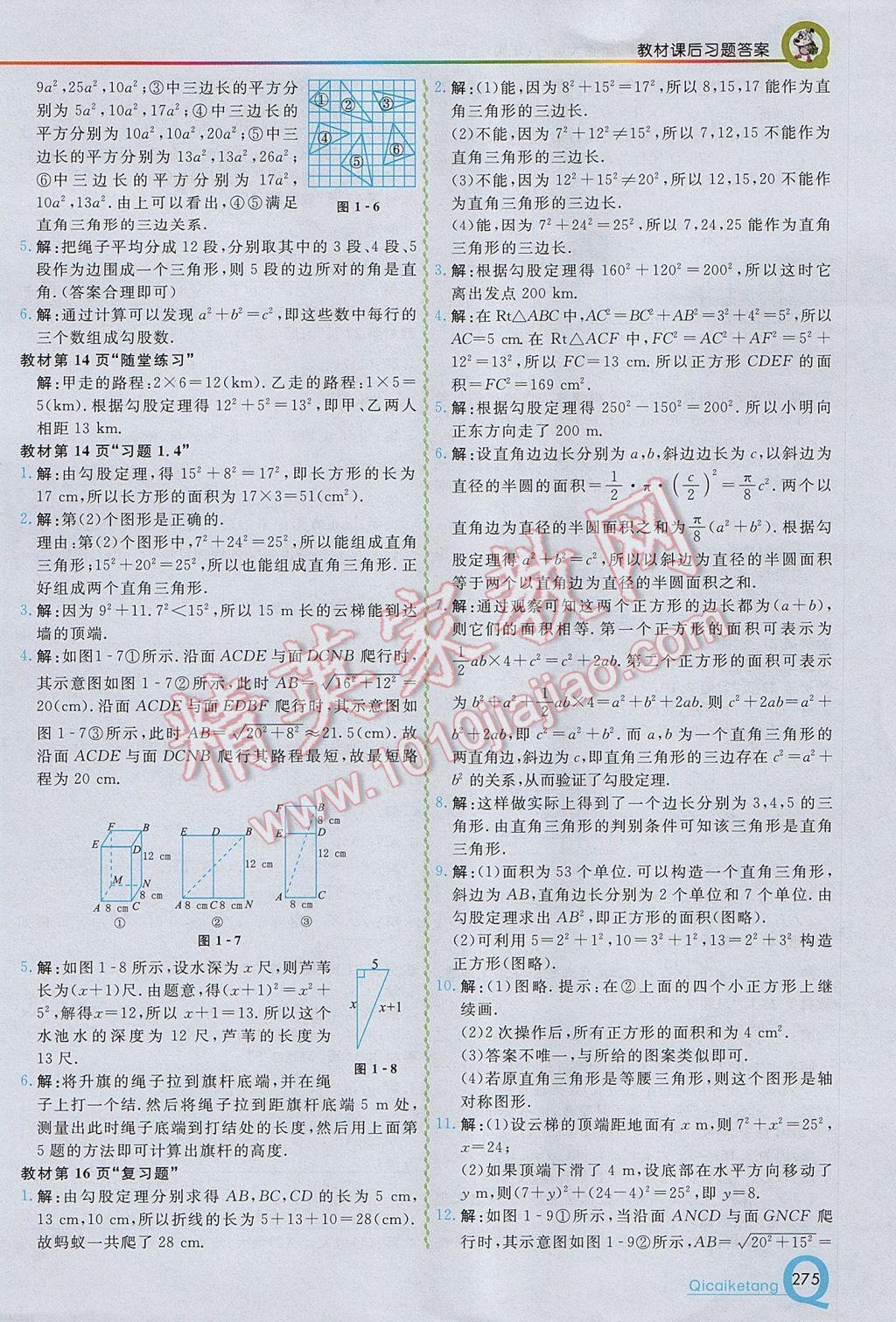 2017年初中一點(diǎn)通七彩課堂八年級數(shù)學(xué)上冊北師大版 參考答案第23頁