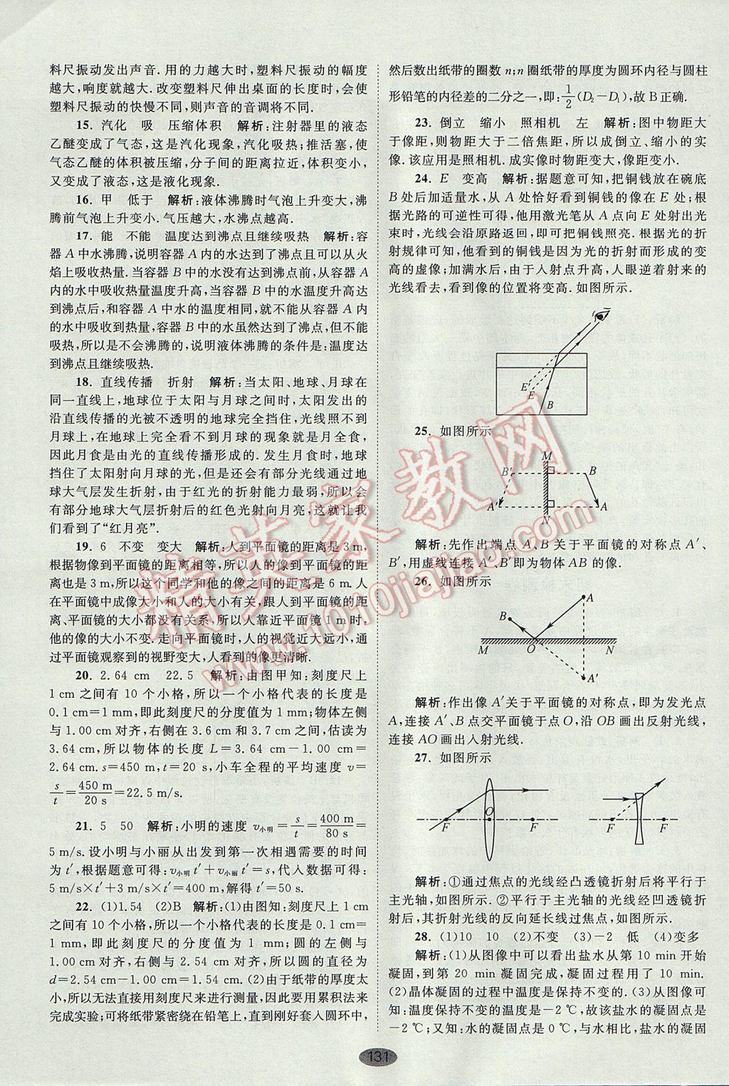 2017年初中物理小题狂做八年级上册苏科版提优版 检测卷答案第59页