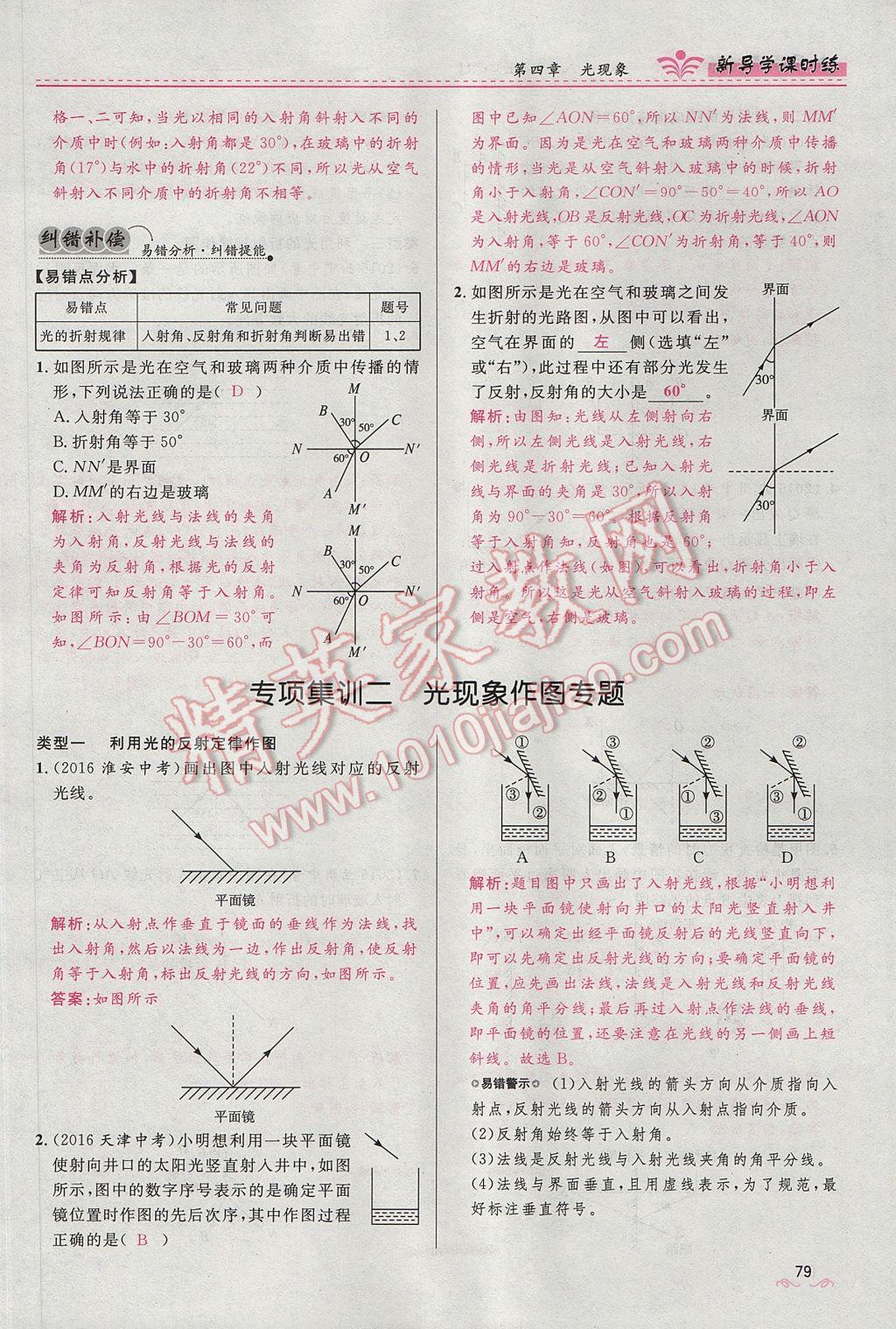 2017年夺冠百分百新导学课时练八年级物理上册人教版 第四章 光现象第161页