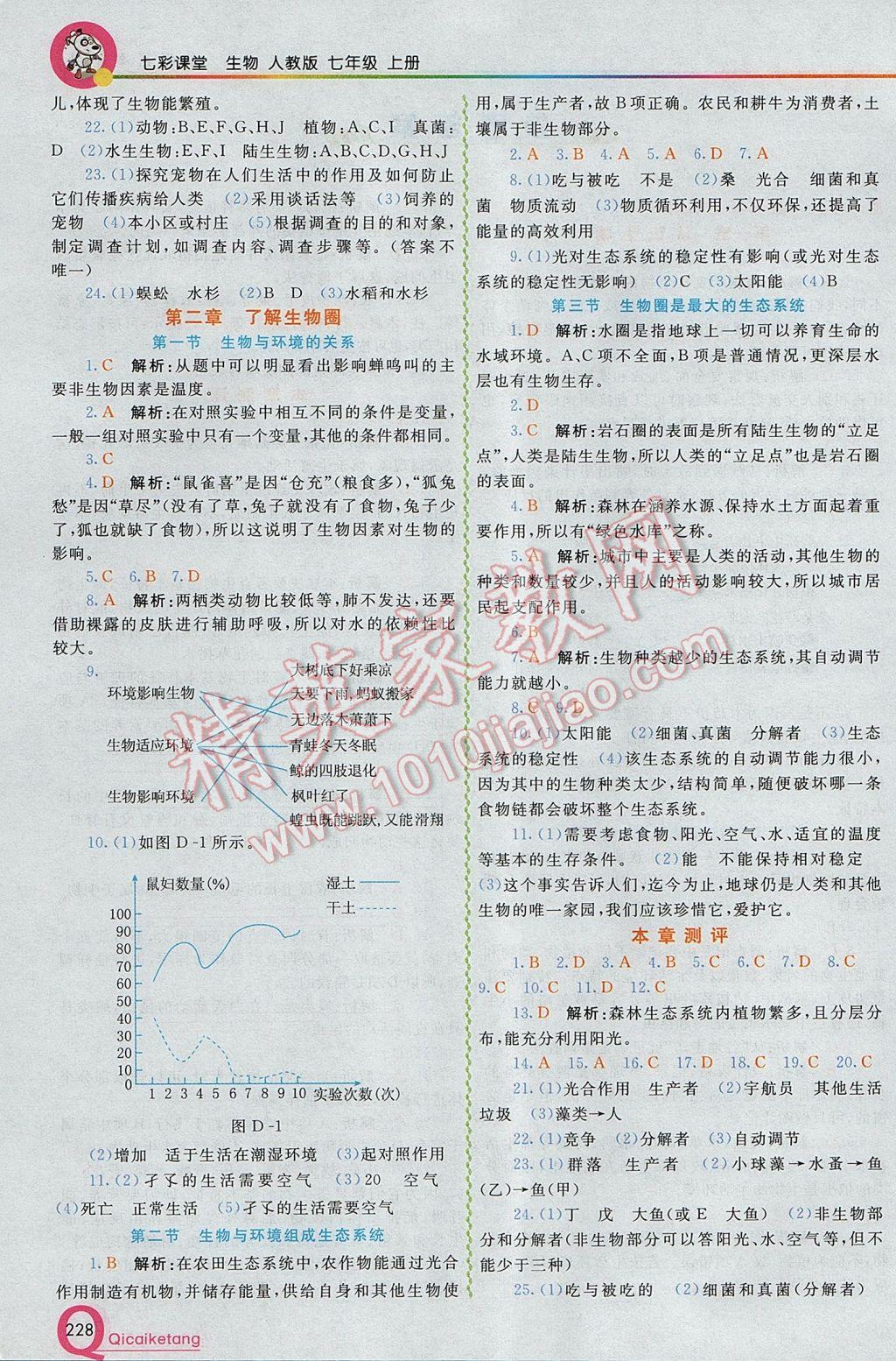 2017年初中一点通七彩课堂七年级生物上册人教版 参考答案第2页