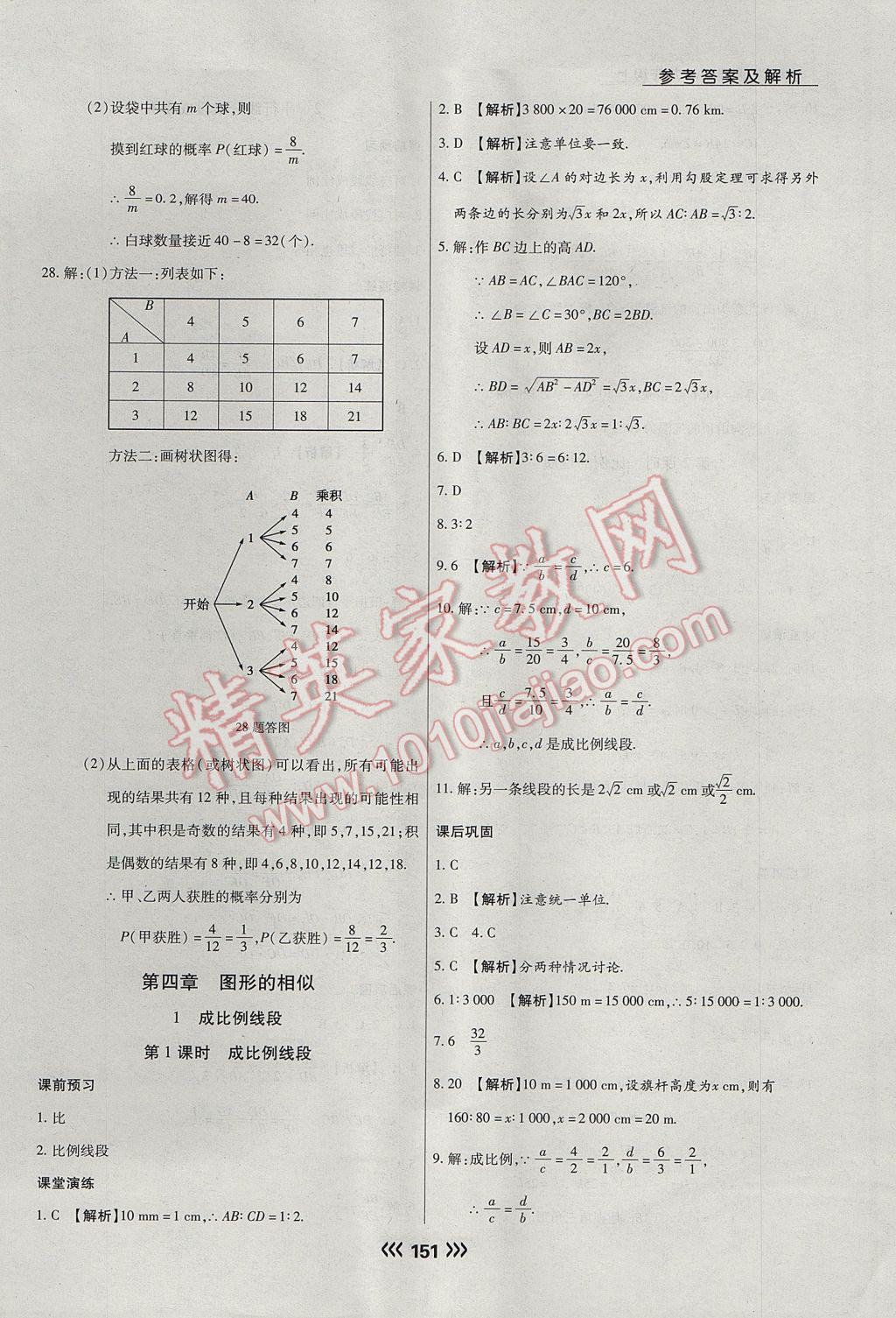 2017年學(xué)升同步練測(cè)九年級(jí)數(shù)學(xué)上冊(cè)北師大版 參考答案第19頁