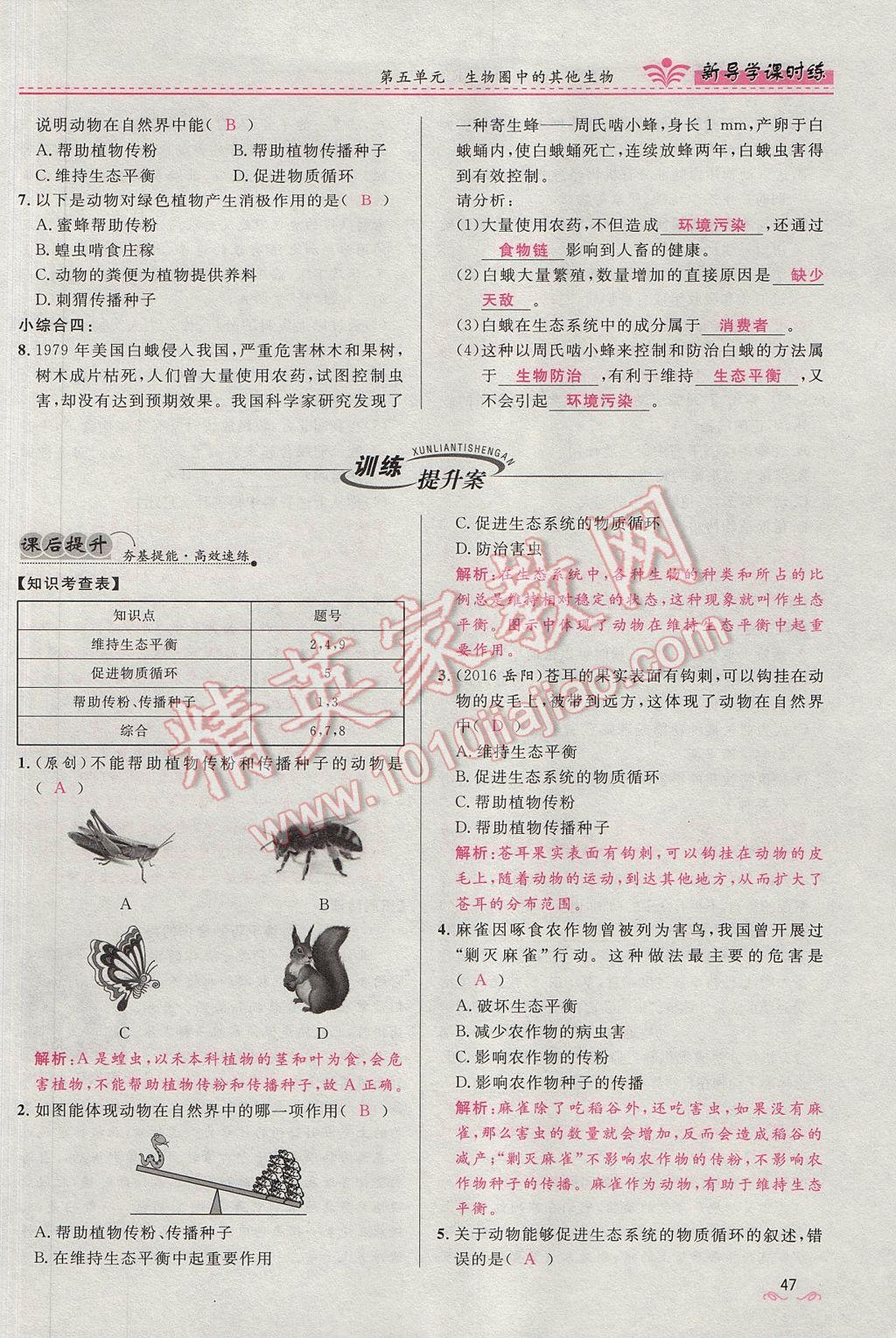 2017年奪冠百分百新導(dǎo)學(xué)課時(shí)練八年級(jí)生物上冊(cè)人教版 第五單元第47頁