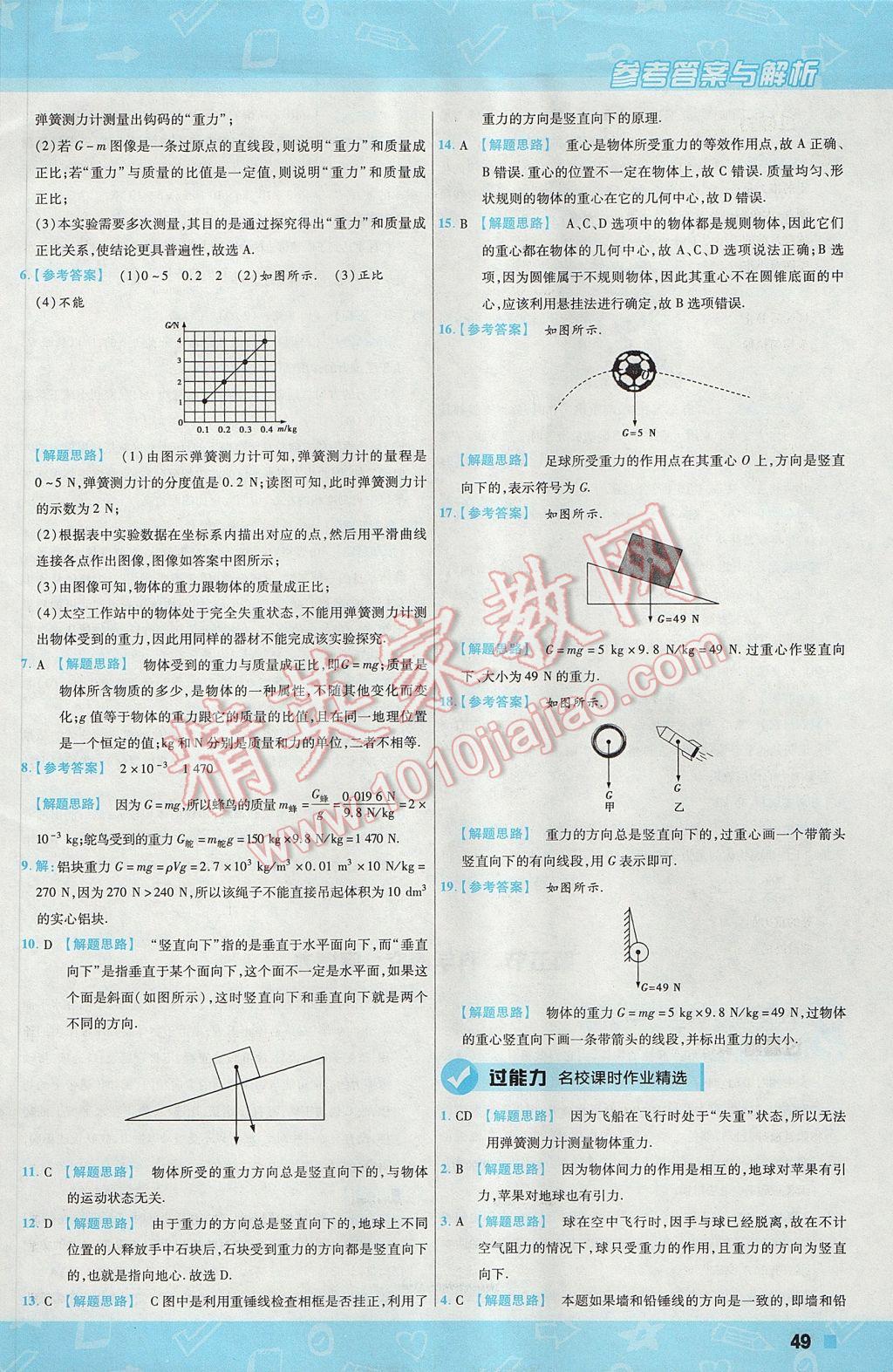 2017年一遍过初中物理八年级上册沪科版 参考答案第49页