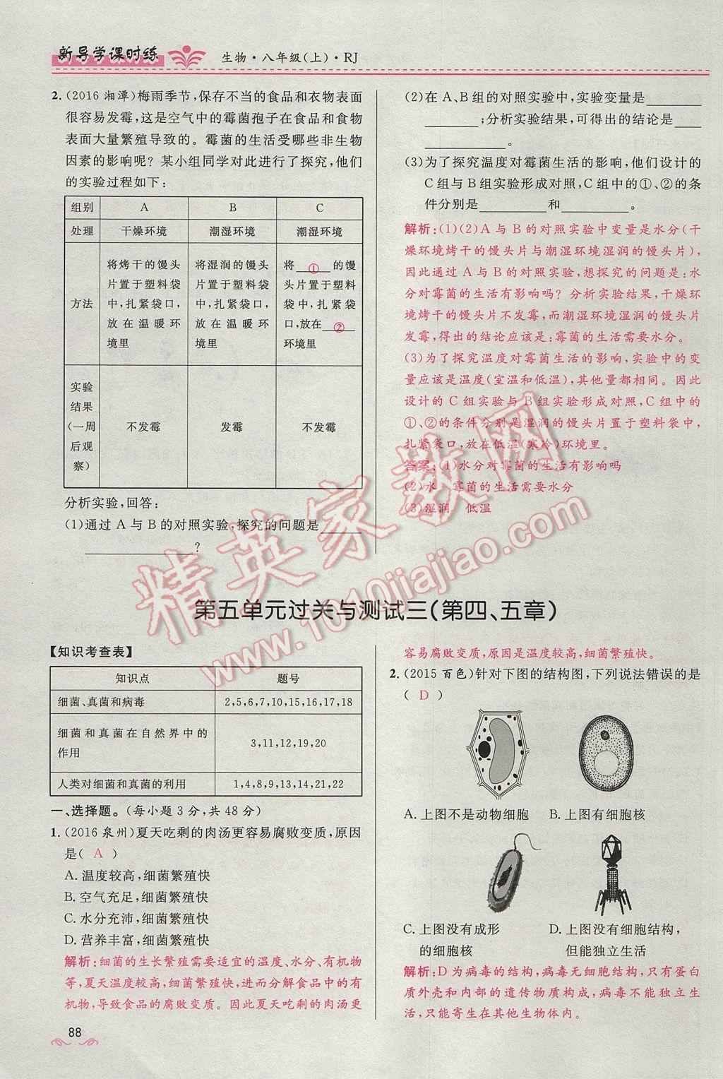 2017年奪冠百分百新導(dǎo)學(xué)課時練八年級生物上冊人教版 第五單元第88頁