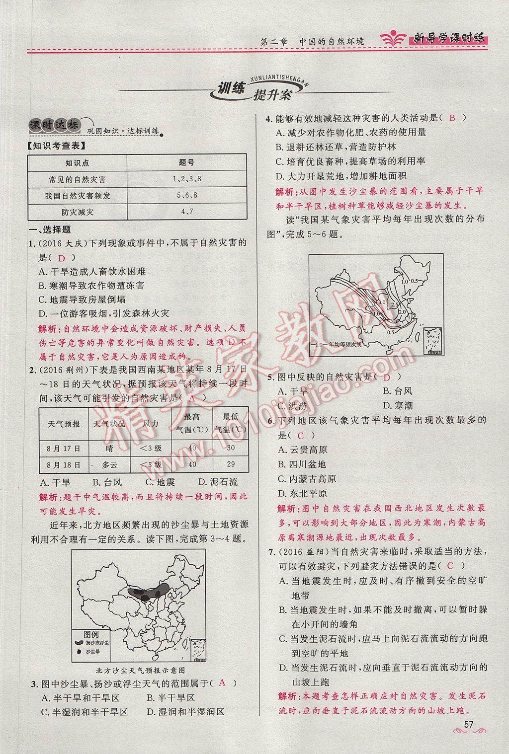 2017年奪冠百分百新導(dǎo)學(xué)課時練八年級地理上冊人教版 第二章第75頁