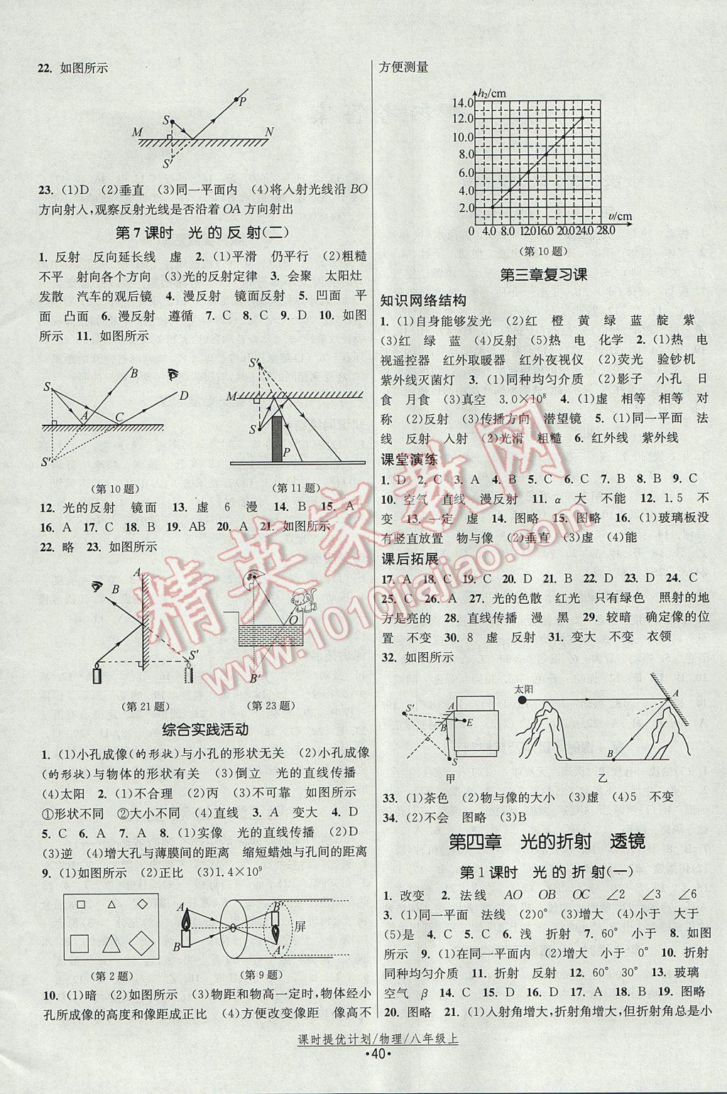 2017年課時提優(yōu)計劃作業(yè)本八年級物理上冊蘇科版 參考答案第4頁