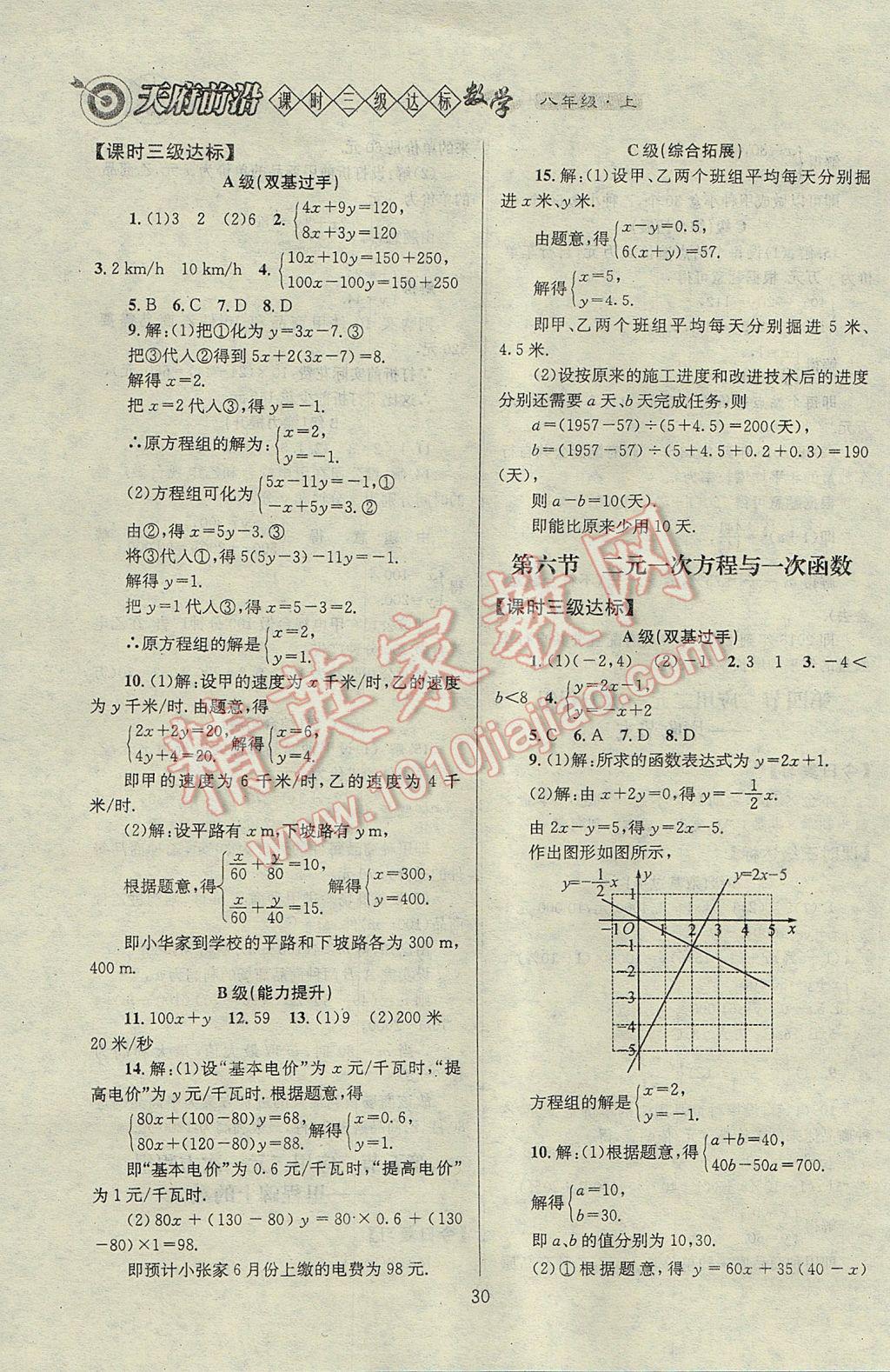 2017年天府前沿課時(shí)三級(jí)達(dá)標(biāo)八年級(jí)數(shù)學(xué)上冊(cè)北師大版 參考答案第30頁(yè)