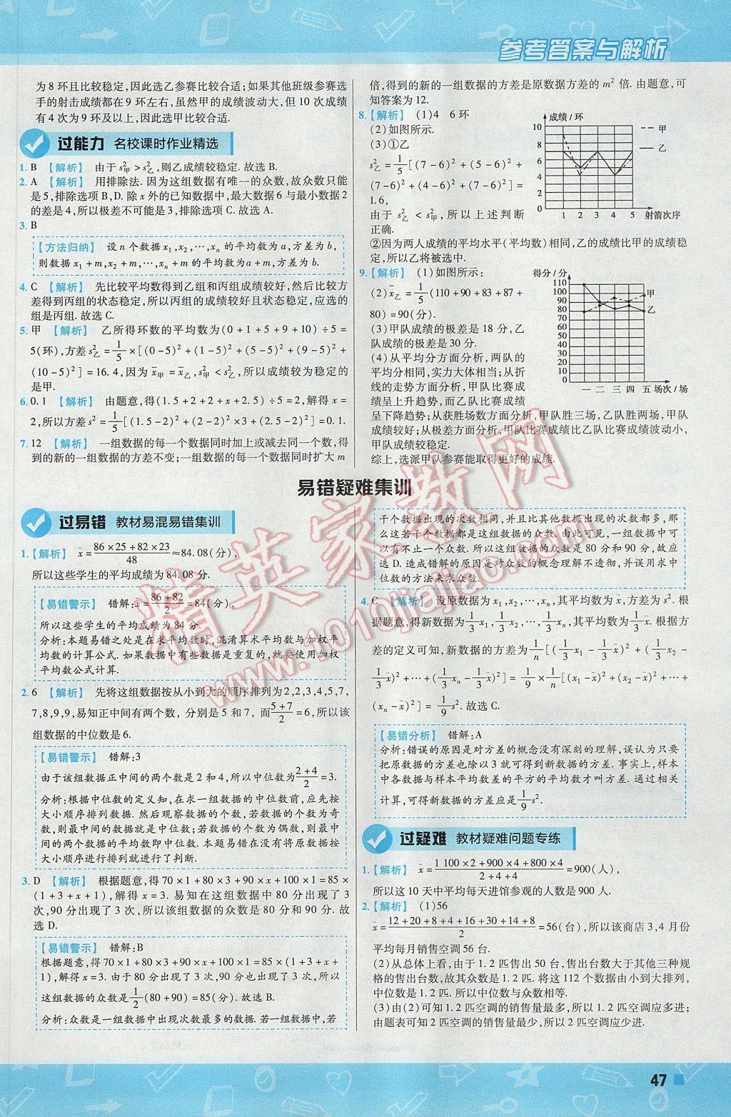 2017年一遍过初中数学八年级上册北师大版 参考答案第47页