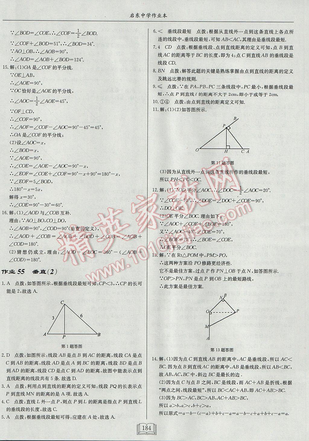 2017年啟東中學(xué)作業(yè)本七年級數(shù)學(xué)上冊江蘇版 參考答案第36頁