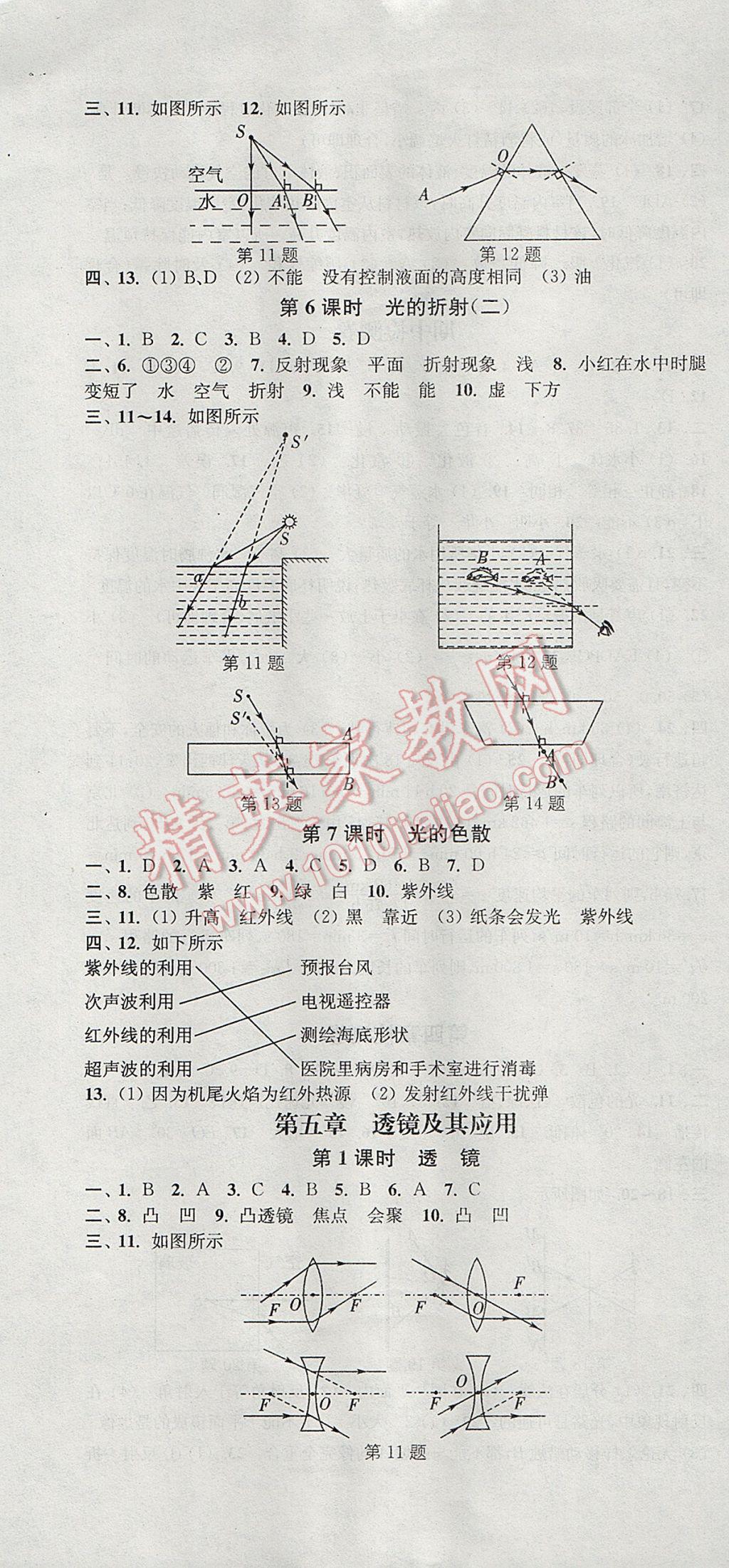 2017年通城學(xué)典活頁檢測八年級物理上冊人教版 參考答案第7頁