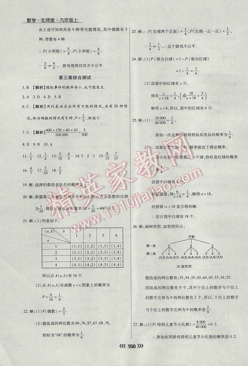 2017年學(xué)升同步練測(cè)九年級(jí)數(shù)學(xué)上冊(cè)北師大版 參考答案第18頁(yè)