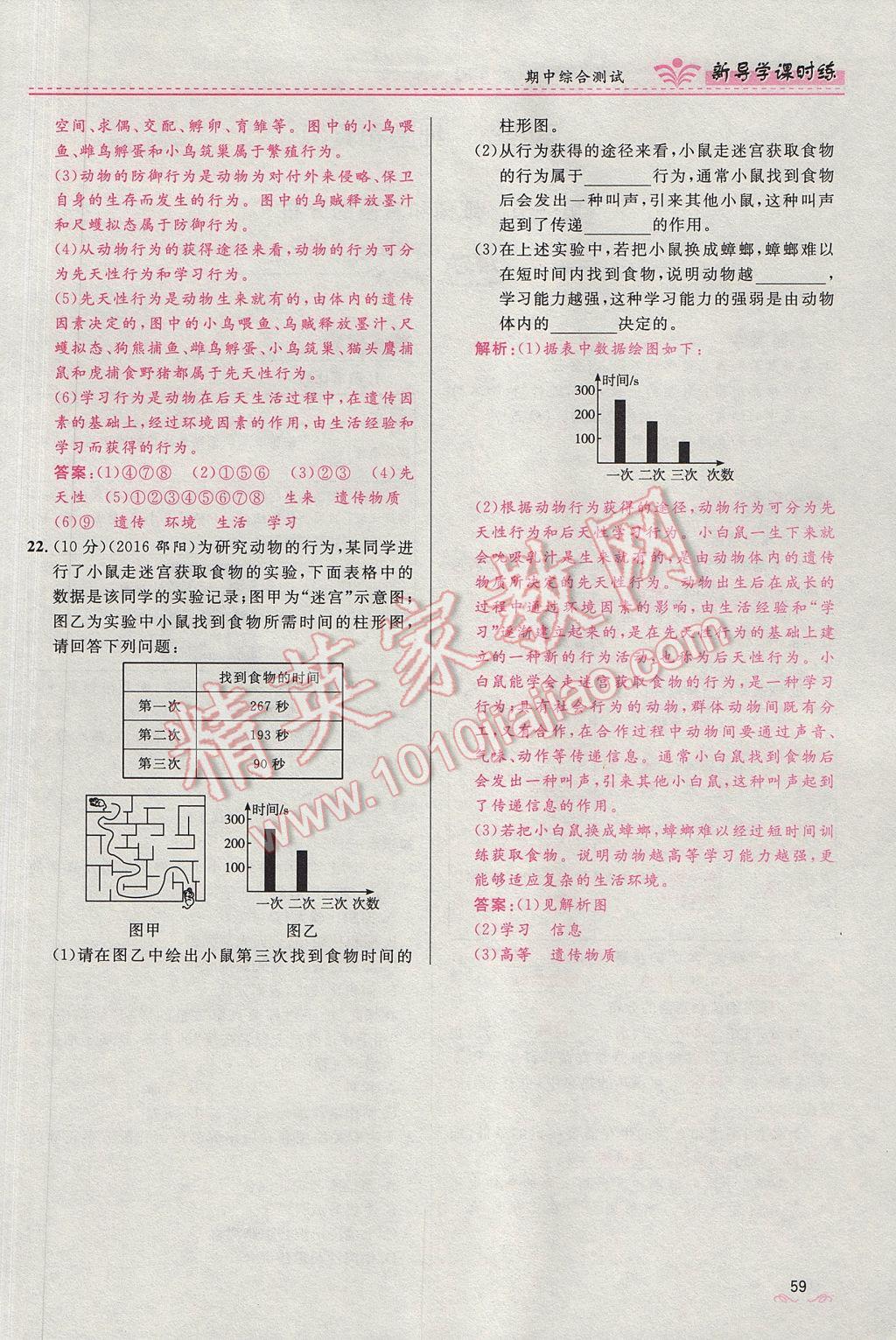 2017年奪冠百分百新導學課時練八年級生物上冊人教版 第五單元第59頁