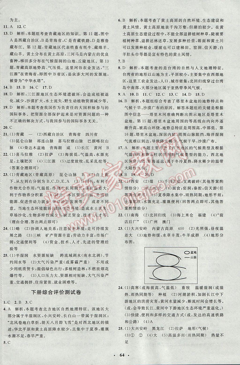 2017年非常1加1完全題練八年級(jí)地理全一冊(cè)人教版 參考答案第24頁(yè)