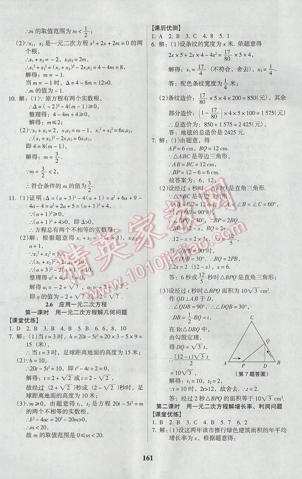 2017年全优点练课计划九年级数学上册北师大版 参考答案第13页