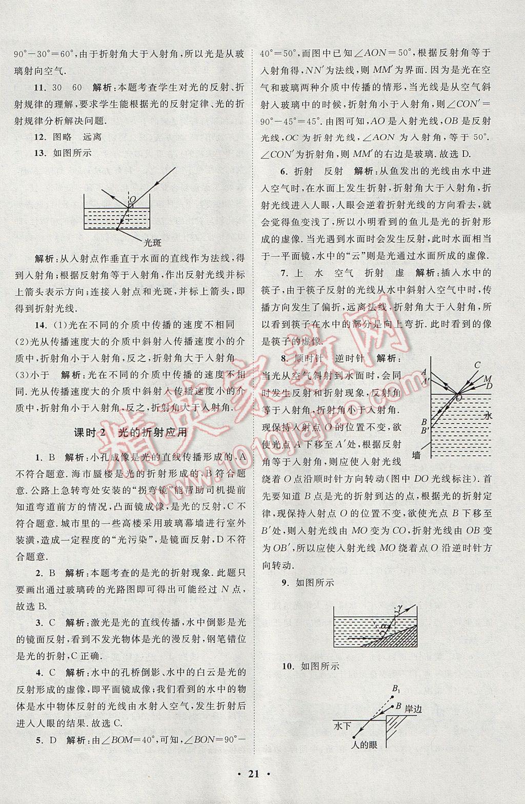 2017年初中物理小题狂做八年级上册苏科版课时版 参考答案第21页