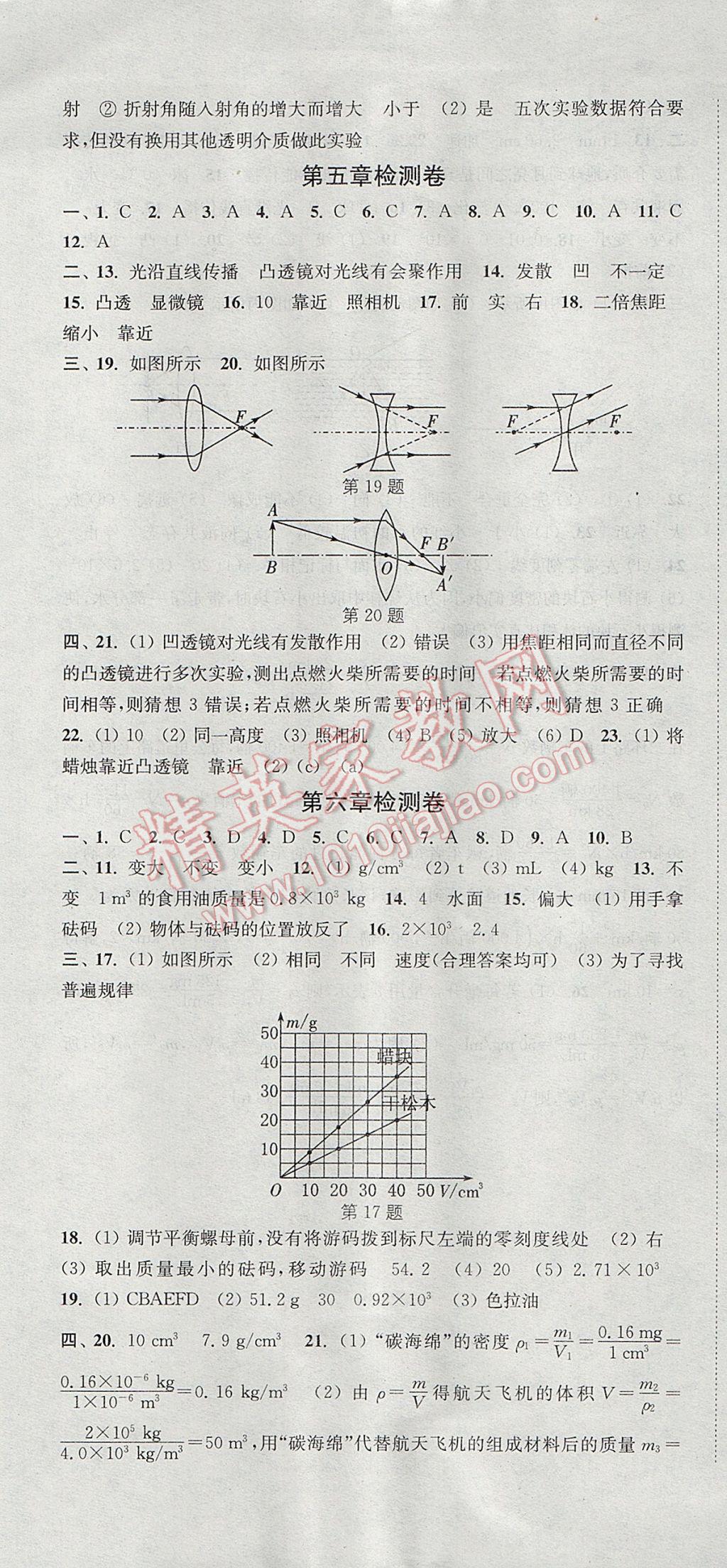 2017年通城學典活頁檢測八年級物理上冊人教版 參考答案第13頁