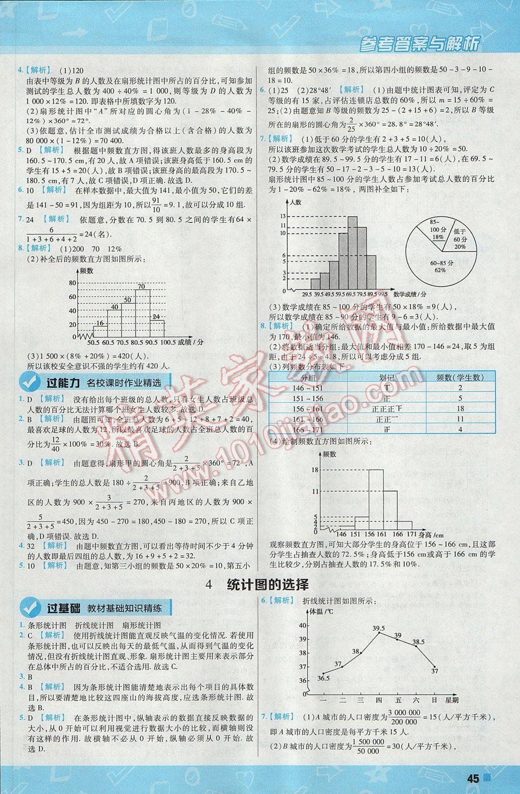 2017年一遍过初中数学七年级上册北师大版 参考答案第45页