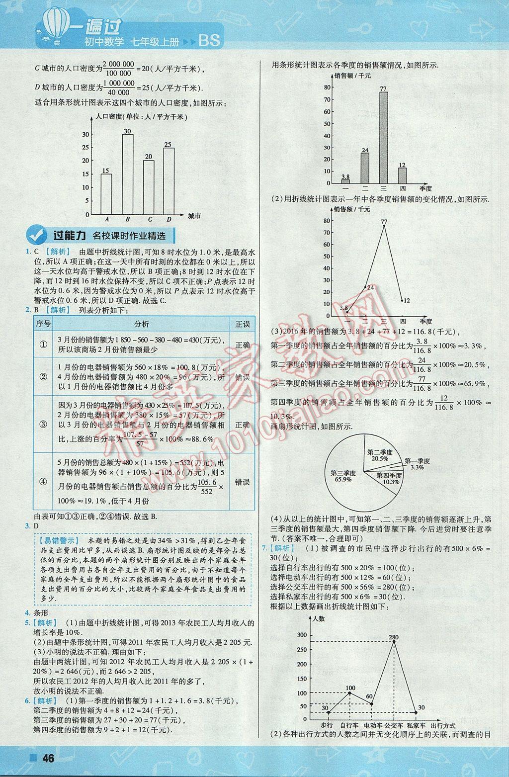 2017年一遍過初中數(shù)學(xué)七年級(jí)上冊(cè)北師大版 參考答案第46頁