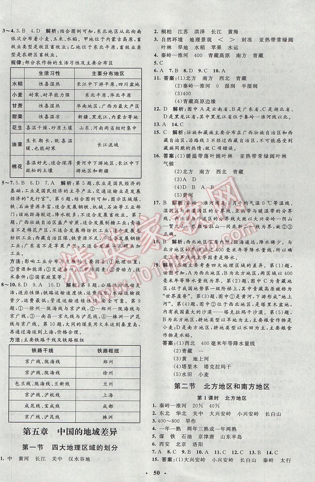 2017年非常1加1完全題練八年級地理全一冊湘教版 參考答案第10頁