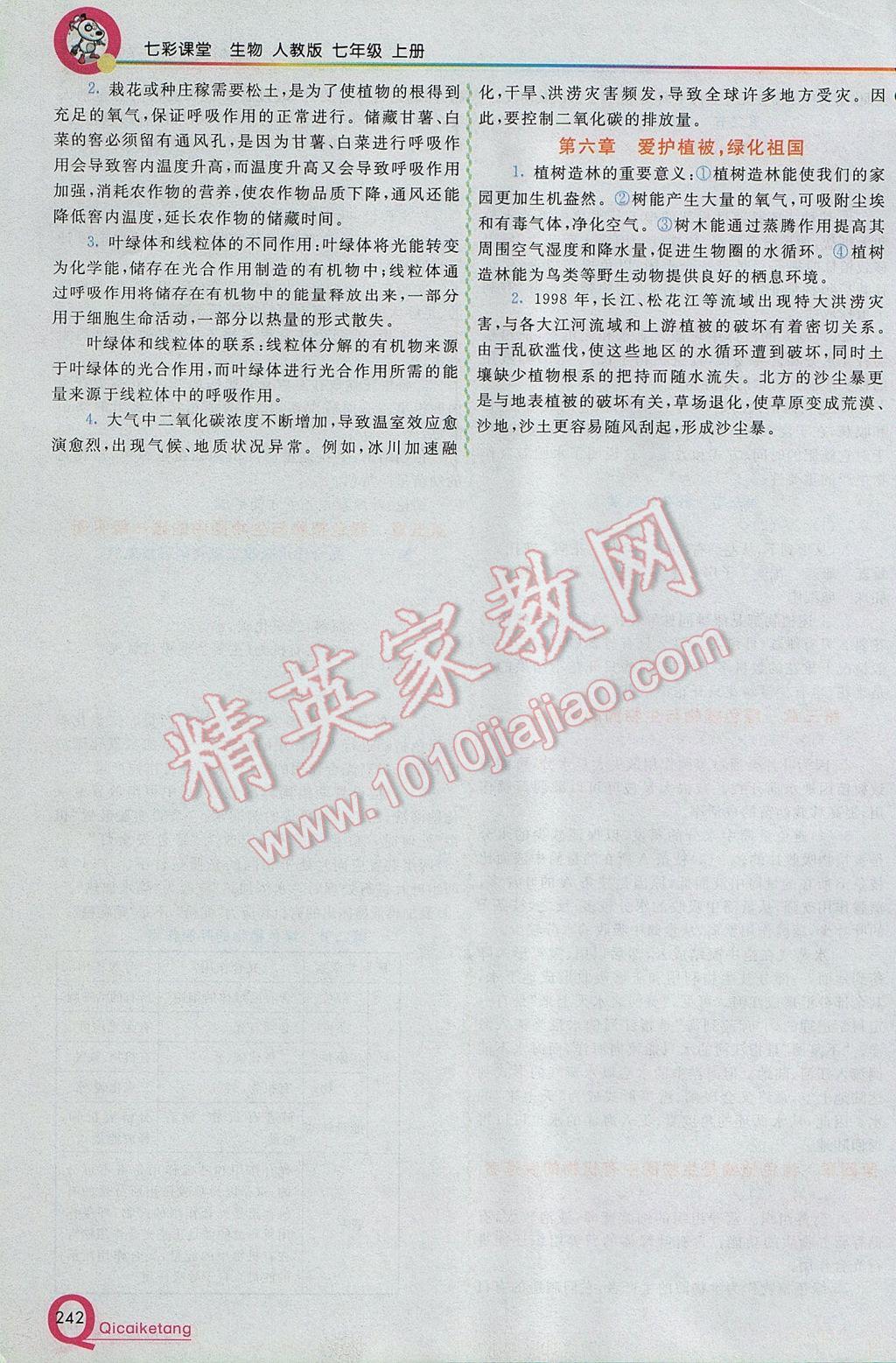 2017年初中一點(diǎn)通七彩課堂七年級(jí)生物上冊(cè)人教版 參考答案第16頁(yè)