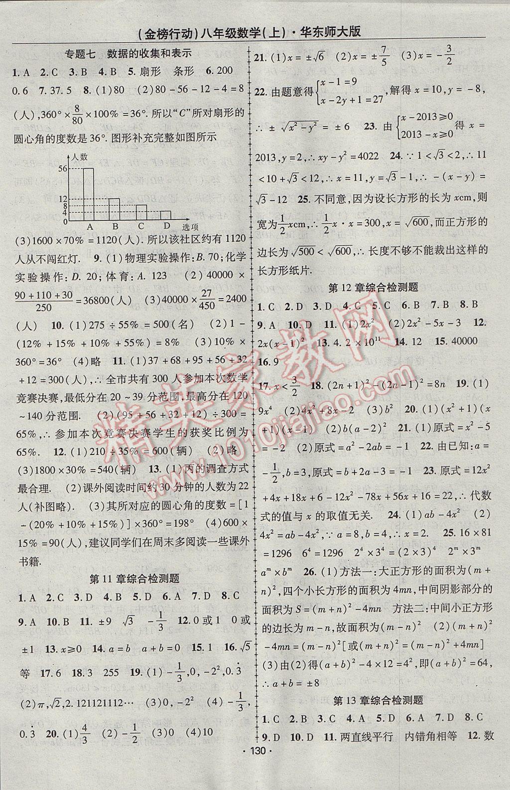 2017年金榜行動課時導(dǎo)學(xué)案八年級數(shù)學(xué)上冊華師大版 參考答案第10頁